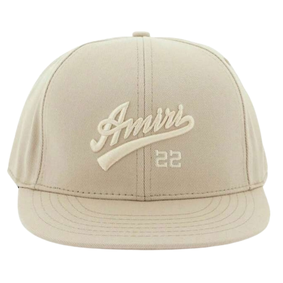 Amiri Mens Baseball Design Tan Beige Fitted Hat Cotton - One Size