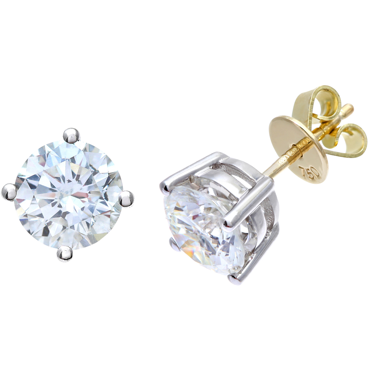 Diamant L’Eternel Womens 18ct Yellow Gold 2.00ct Certified IJ/I Diamond Solitare Earrings – One Size