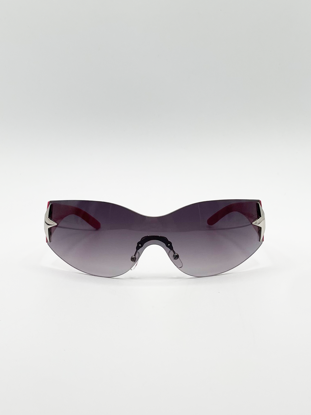 Svnx Women's Pink Wrap Around Racer Sunglasses With Star Hinge Detail In - Image 2
