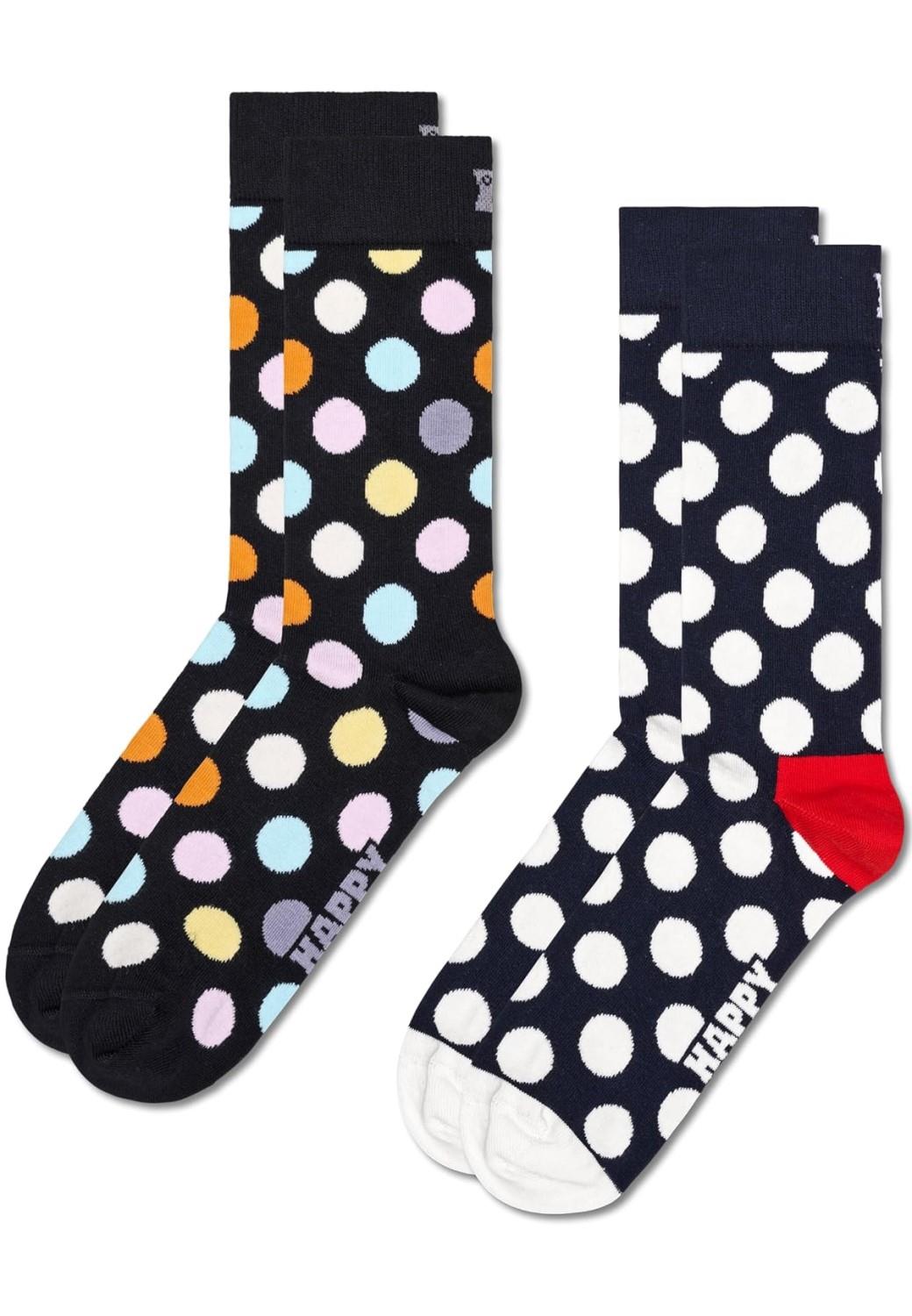 Thumbnail - Happy Socks Unisex 2er-Pack klassische Big Dot Crew-Socken