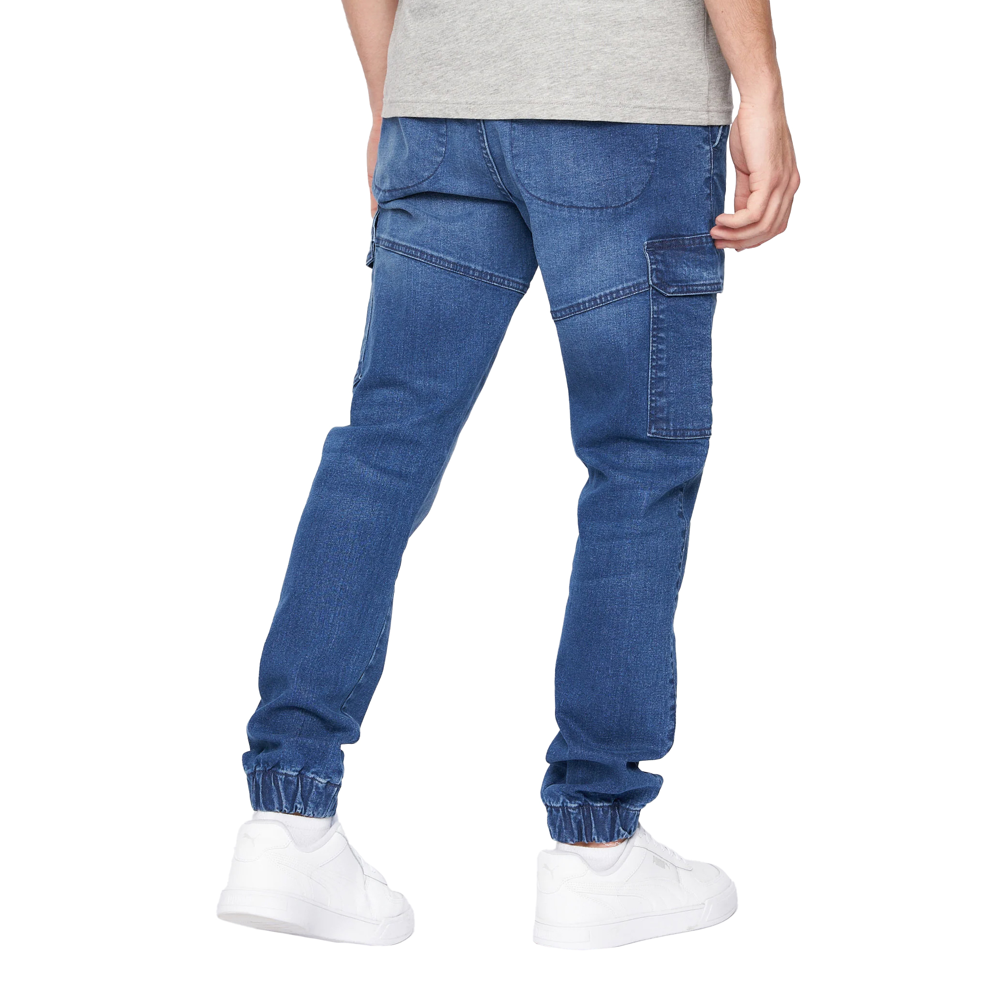 Crosshatch Mens Malimore Cargo Jeans med ankelmanschetter (Stone Wash) herr – bild 2