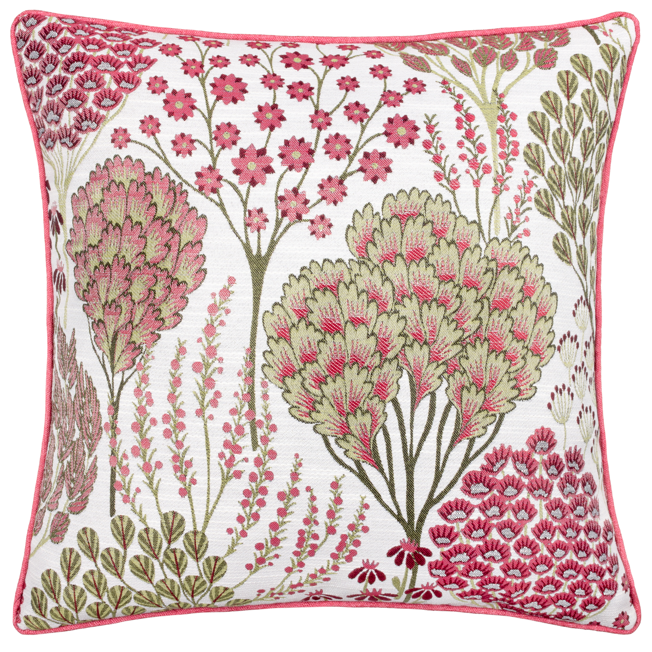 Wylder Nature Ophelia Floral Jacquard Cushion Cover - Red - Size 50 cm x 50 cm