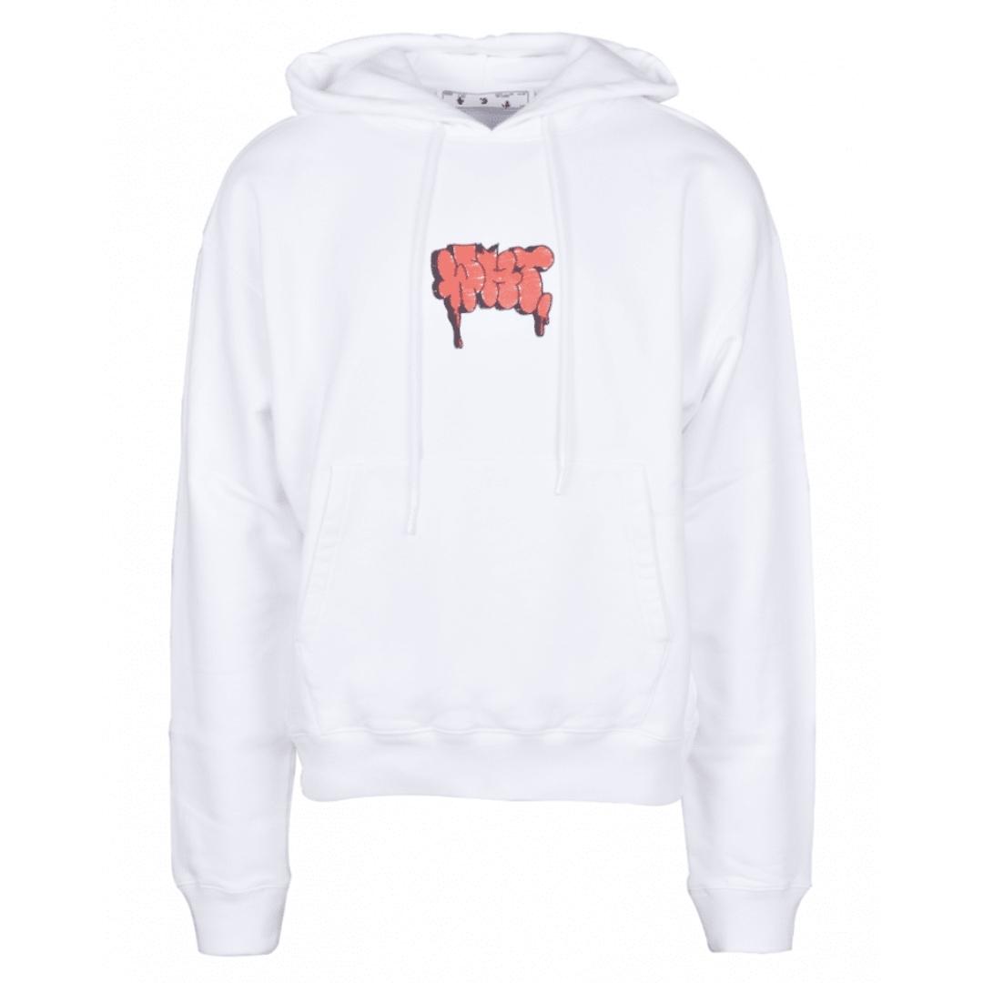 Thumbnail - Off-White Graffiti Farbe Logo Weiß Hoodie