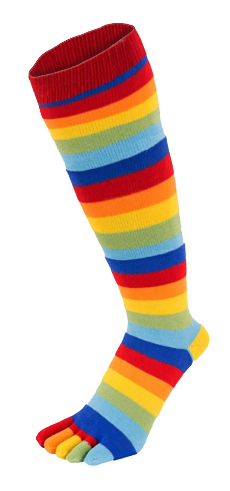 Thumbnail - TOETOE - Herren- und Damen-Essentials Kniehohe Feuchtigkeitsregulierende Zehensocken - Gestreift Regenbogen