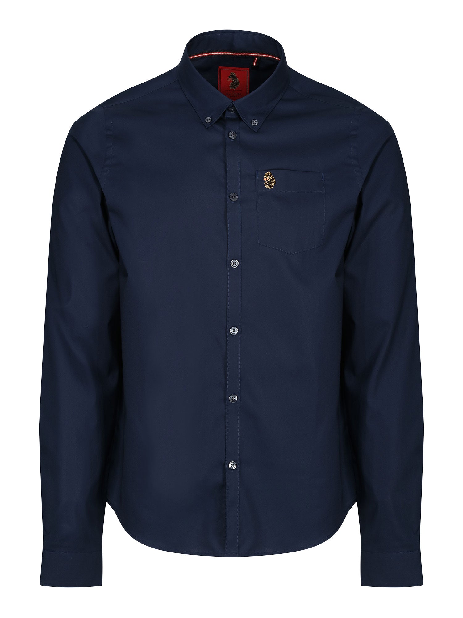 Luke 1977 Mens Telford Tailored Fit Smart Shirt Navy Cotton - Size X-Large