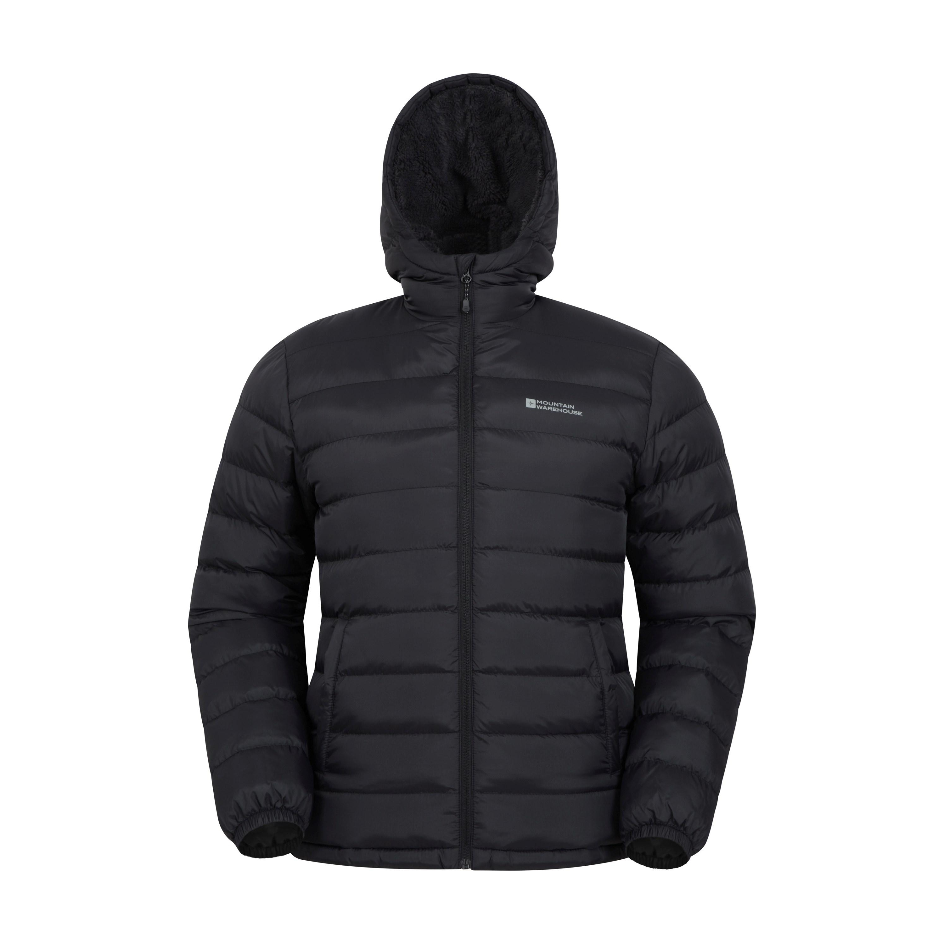 Thumbnail - Mountain Warehouse Herren Seasons gesteppte Jacke mit Kunstfellfutter (Schwarz)