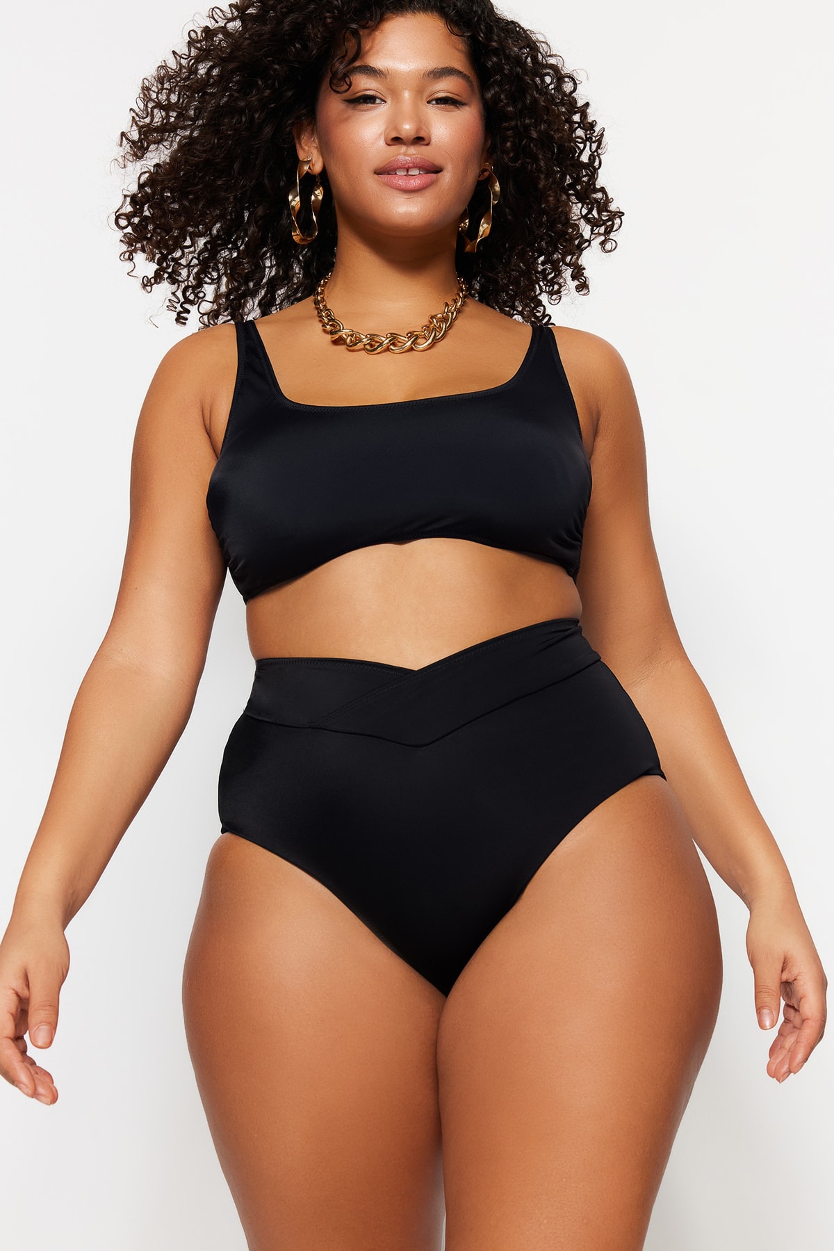 Trendyol Damers Högmidjade Baddräktsbyxor i Plus Size