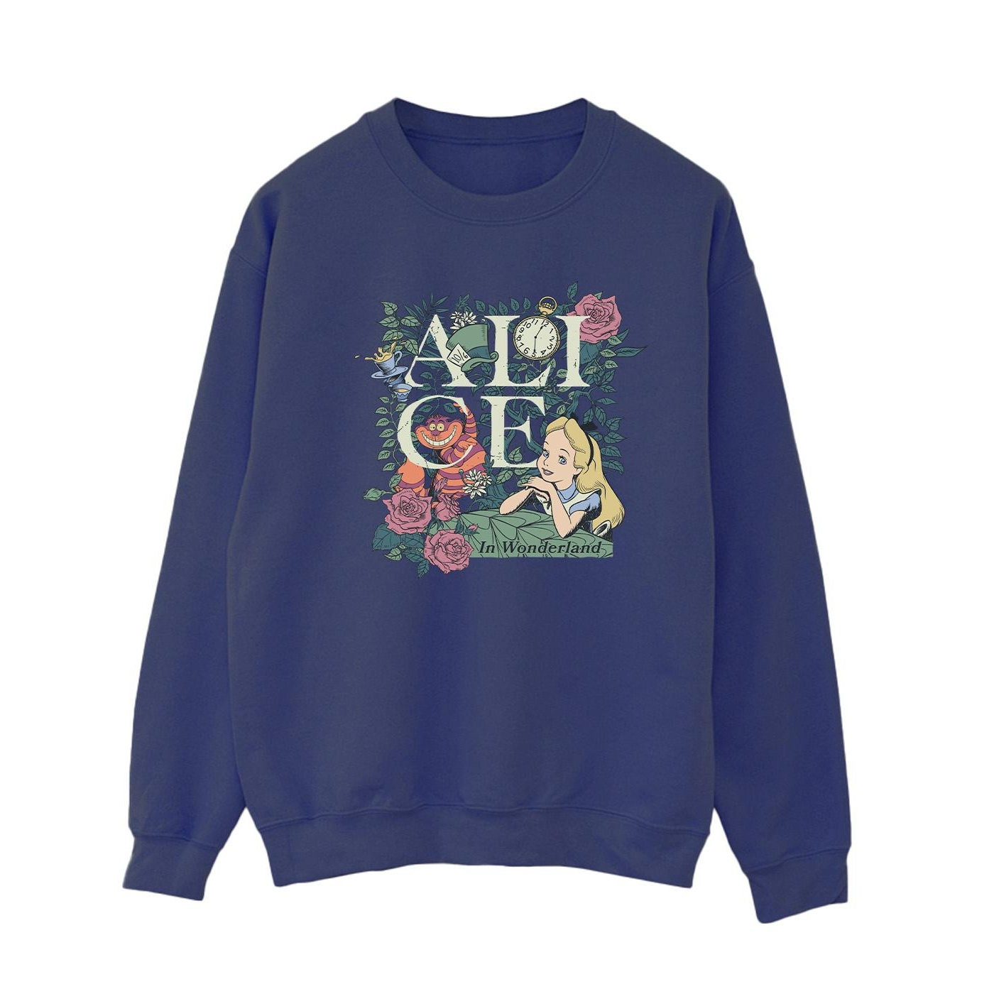 Disney - "Alice In Wonderland Leafy Garden" Sweatshirt für Damen (Marineblau)
