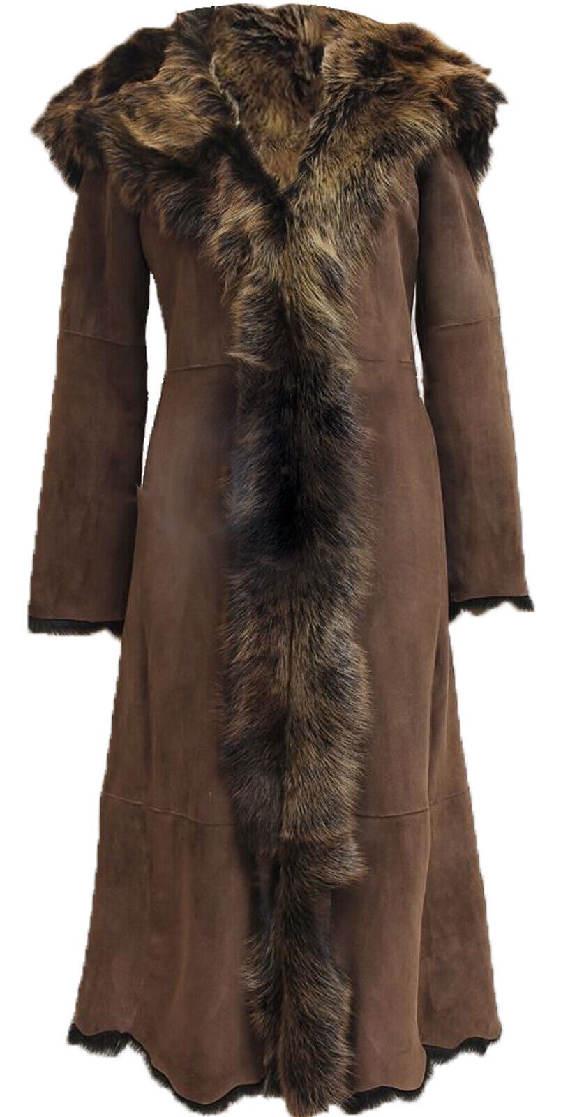 Thumbnail - Damen-Trenchcoat aus Toscana-Schaffell mit Kapuze aus Wildleder – Rushden