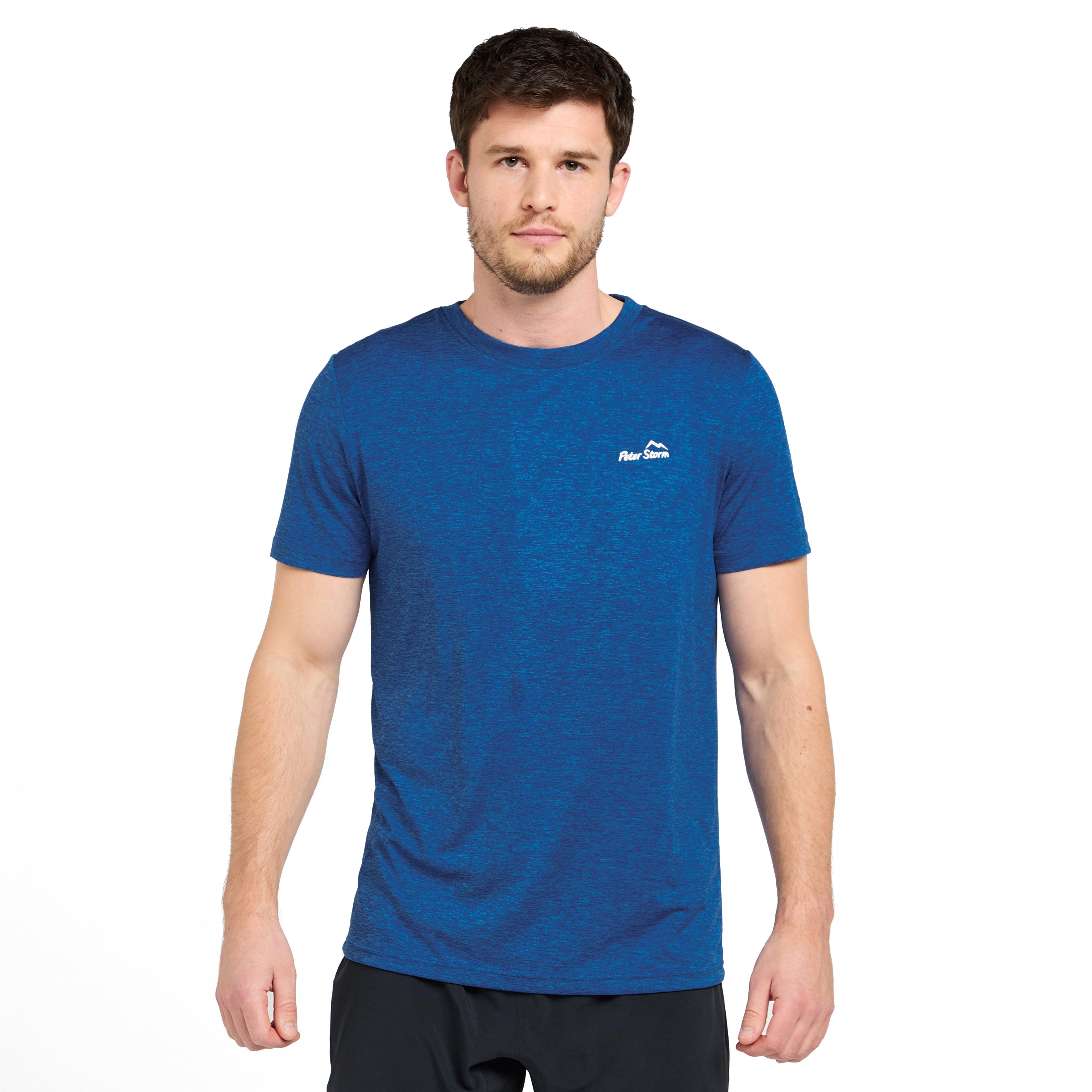 Peter Storm Mens Active Short Sleeve T-Shirt, Lightweight and Breathable Baselayer Top - Blue - Size Large