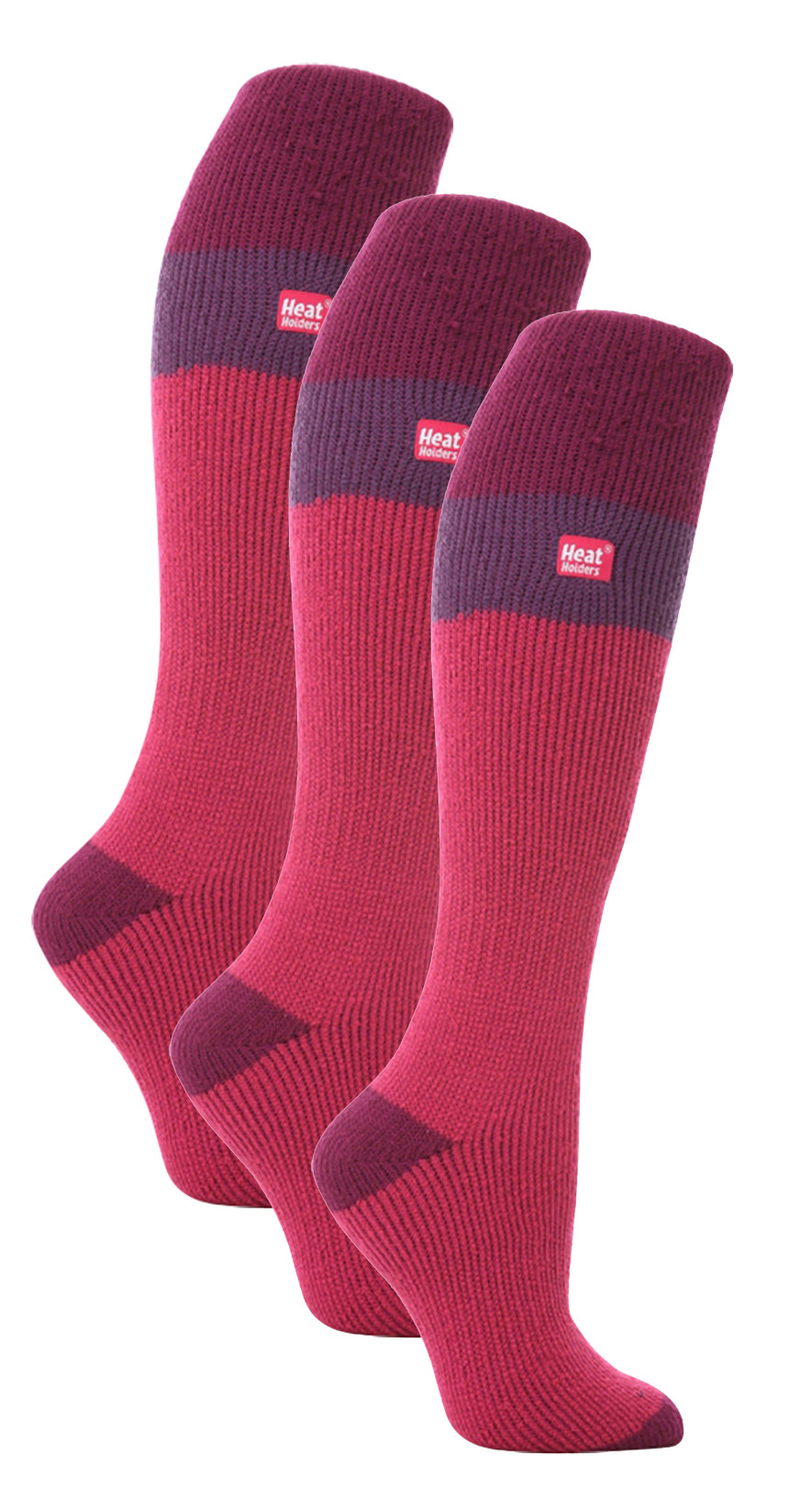 Thumbnail - Wärmehalter - 3er-Pack Ladies Thermal Knee High Ski Socks | WoMens Thick Winter 2.3 TOG Long Skiing Socks - Raspberry / ...