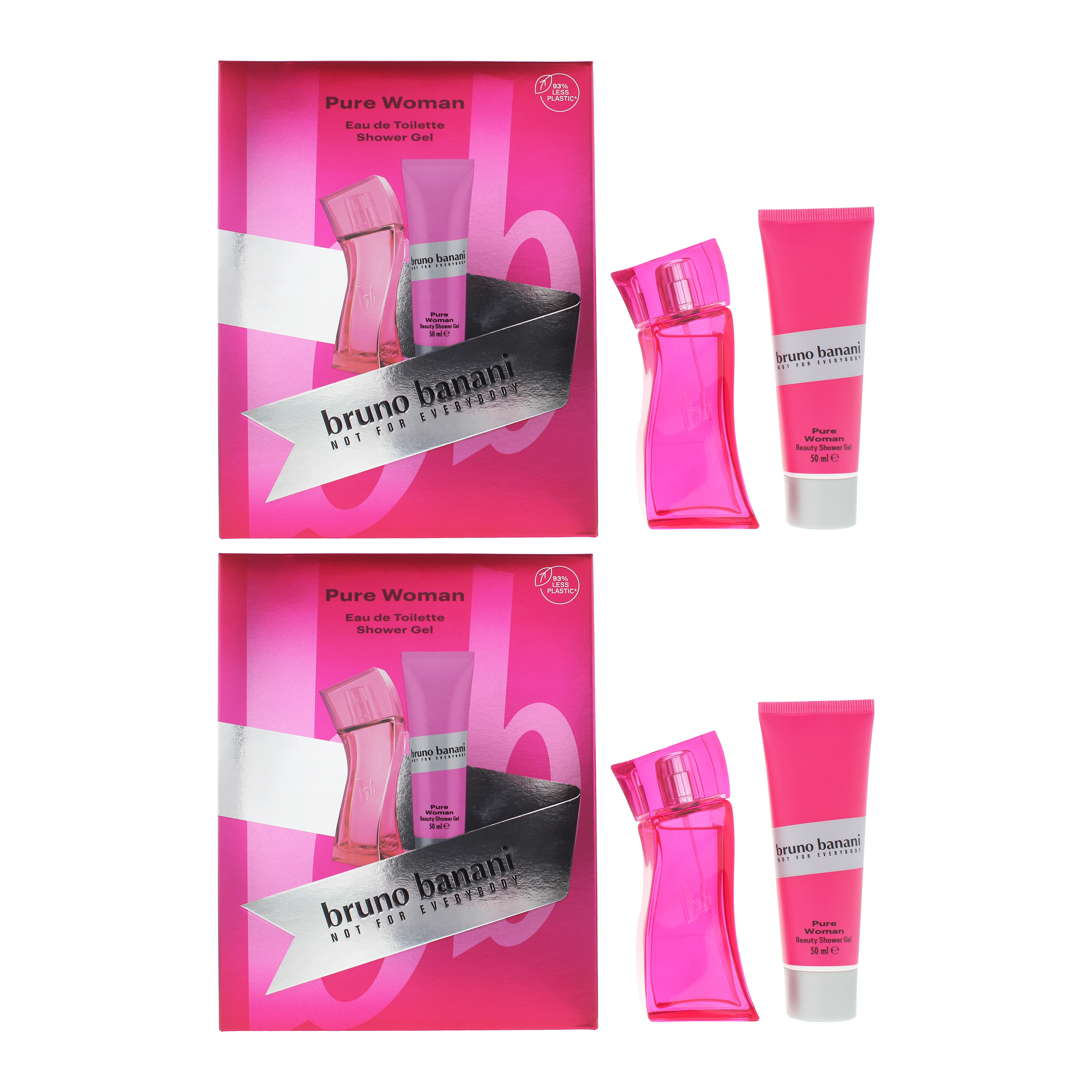 Bruno Banani Womens Pure Woman Eau de Toilette 30ml & Shower Gel 50ml Gift Set x 2 - One Size