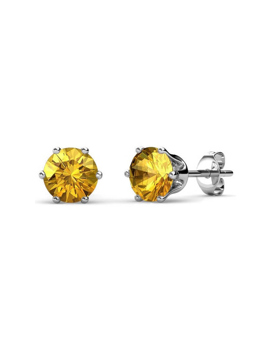 Thumbnail - Geburtsstein November-Ohrringe - Silber und Gelb
