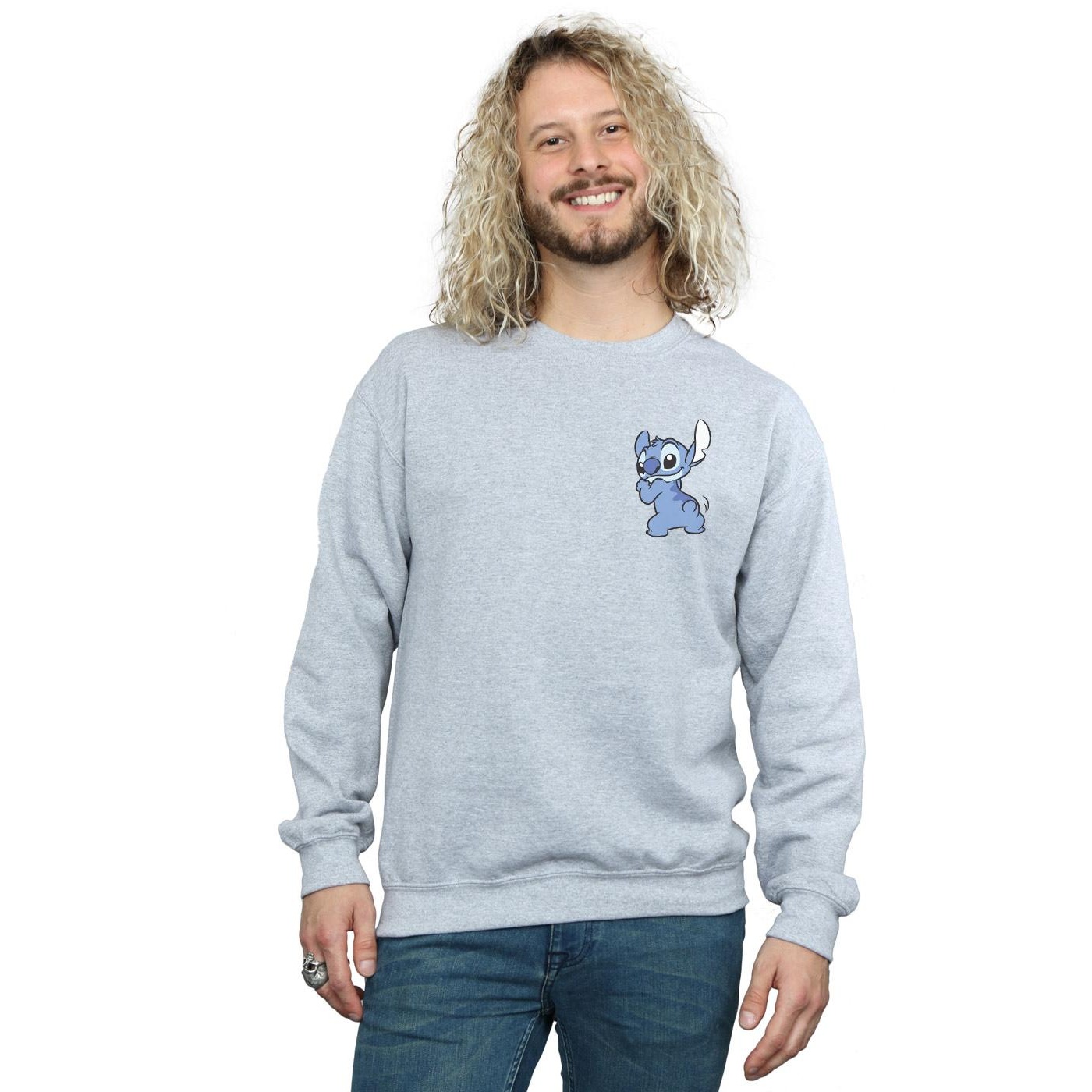 Disney Mens Lilo And Stitch Stitch Backside Breast Print Sweatshirt (Sports Grey) herr – bild 2