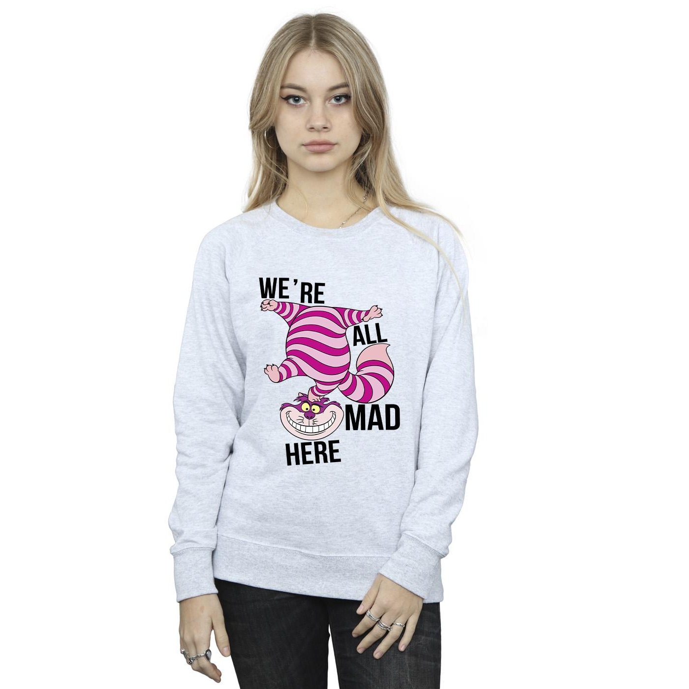 Womens/Ladies Alice In Wonderland All Mad Here Sweatshirt (Sports Grey) 2