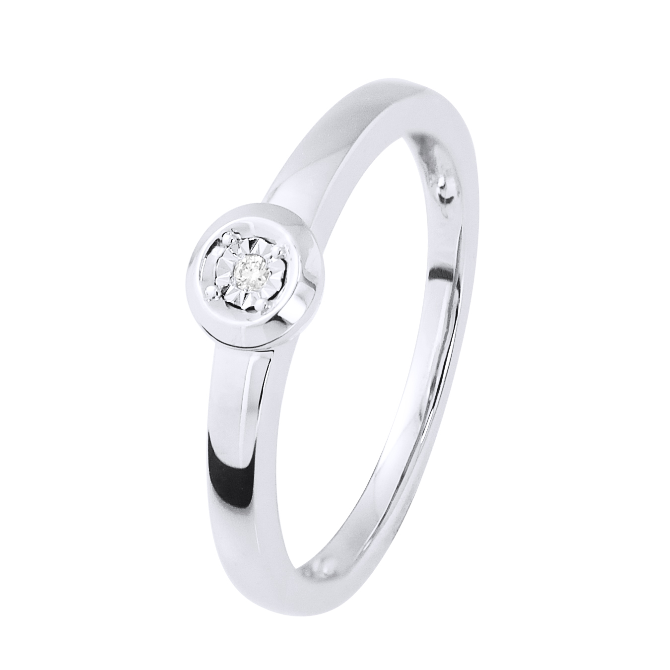 Diadema Womens Diamond Solitaire Ring 0.010 0.50 Cts Cts Illusion White Gold - Size K