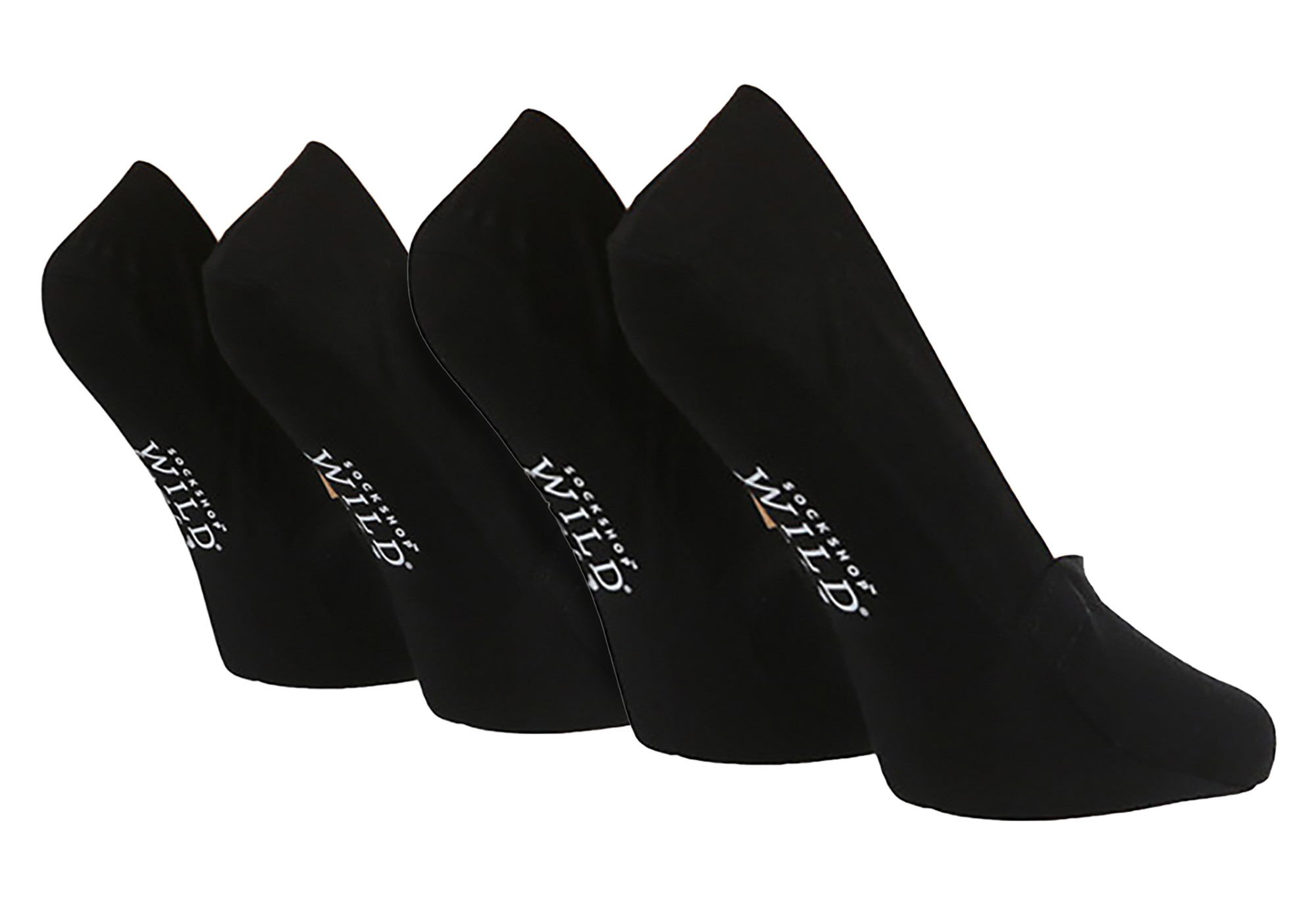 Thumbnail - 4er-Pack Damen Bambus No Show Socken | Wildfeet | Unsichtbare Socken mit Fersengriff - Schwarz