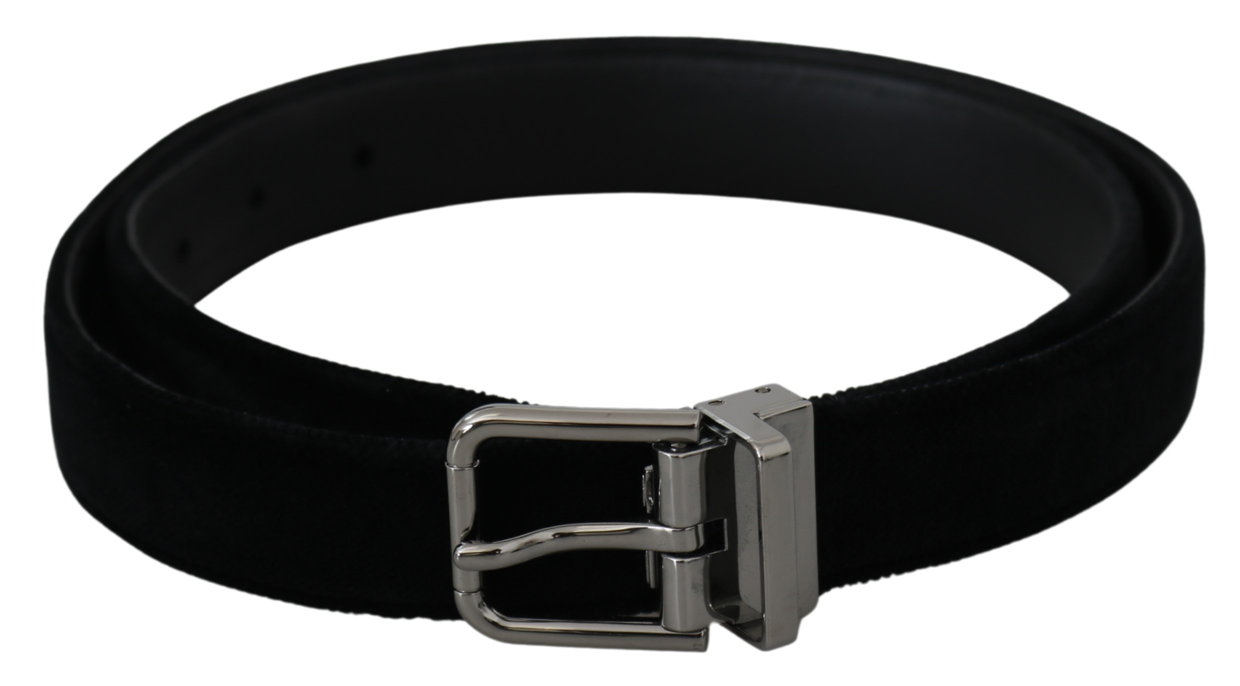 Thumbnail - Ceinture Dolce & Gabbana pour homme, cuir noir, velours, boucle argentée