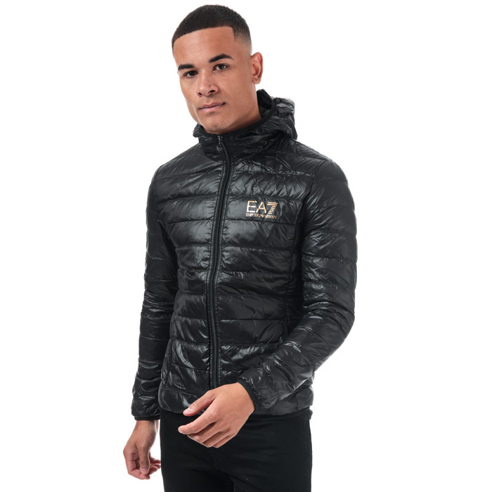 Emporio Armani EA7 Core ID Daunenjacke für Herren in Schwarzgold