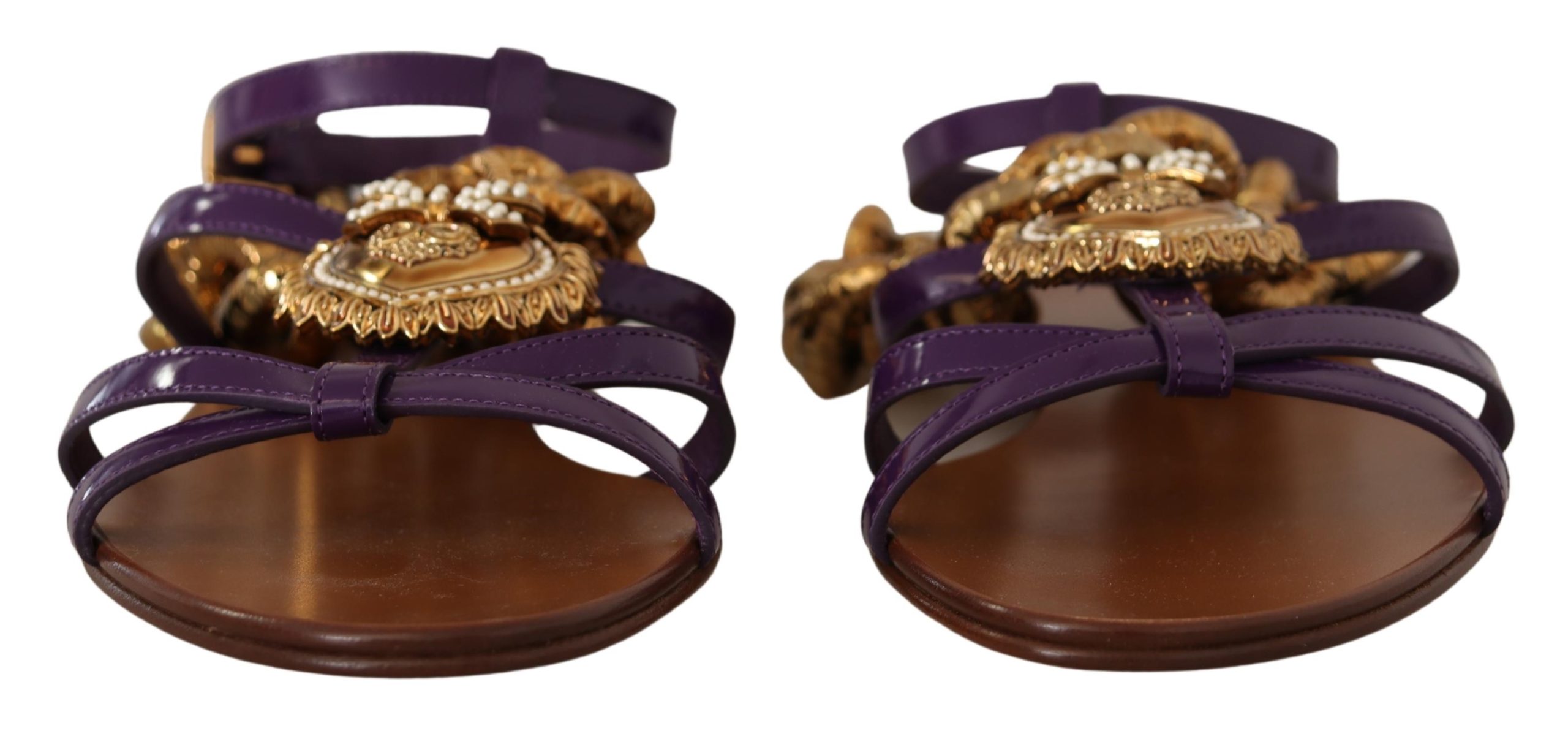 Dolce&Gabbana Damers Lila Läder Devotion Sandaler – bild 2