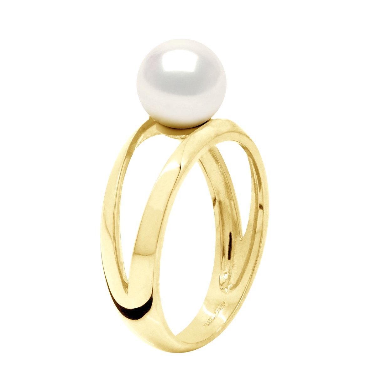 Ring – Gelbgold 375 – echte Süßwasser-Zuchtperle, rund 8–9 mm