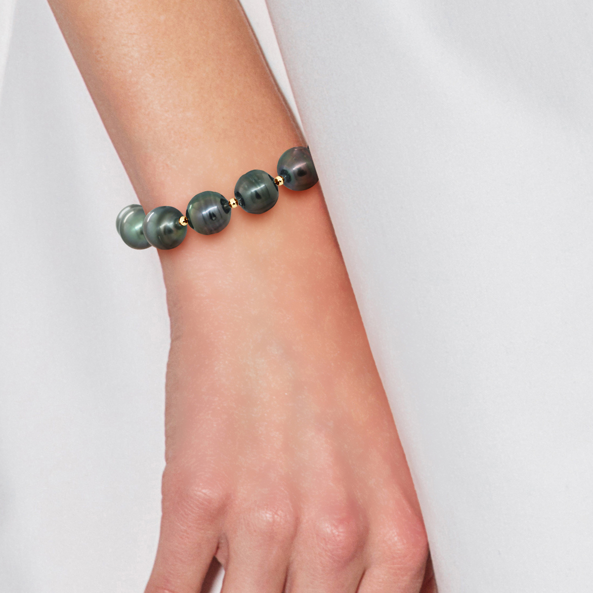 Diadema Armband Äkta Tahitipärlor Regnbåge Gul Guld dam – bild 2