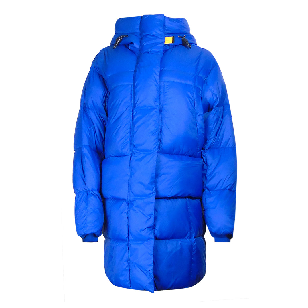 Parajumpers Womens Bold Parka Kos Blue Long Hooded Down Jacket Polyamide – Size Small