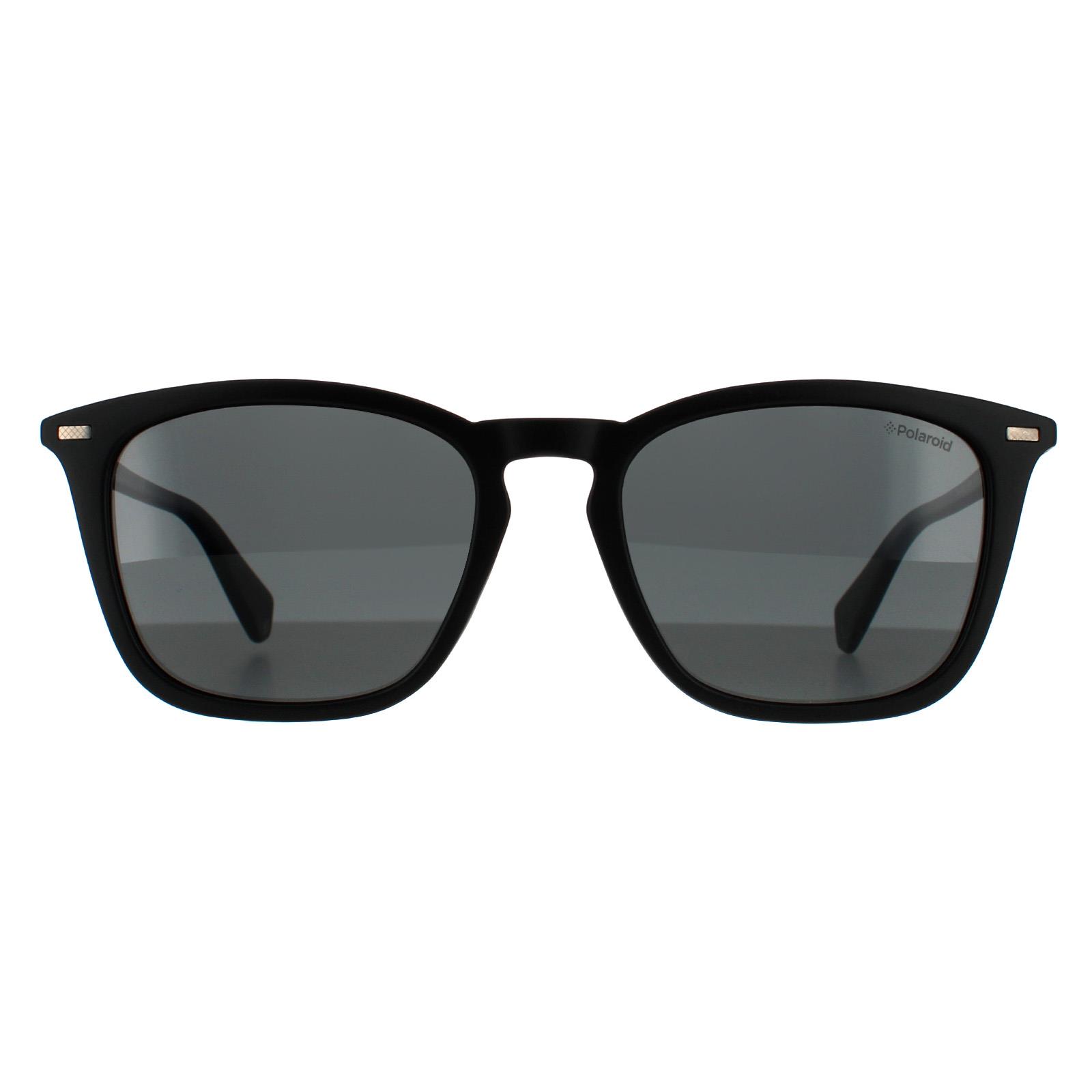Thumbnail - Polaroid Square Unisex Matte Schwarz Grau Polarisierte Sonnenbrille