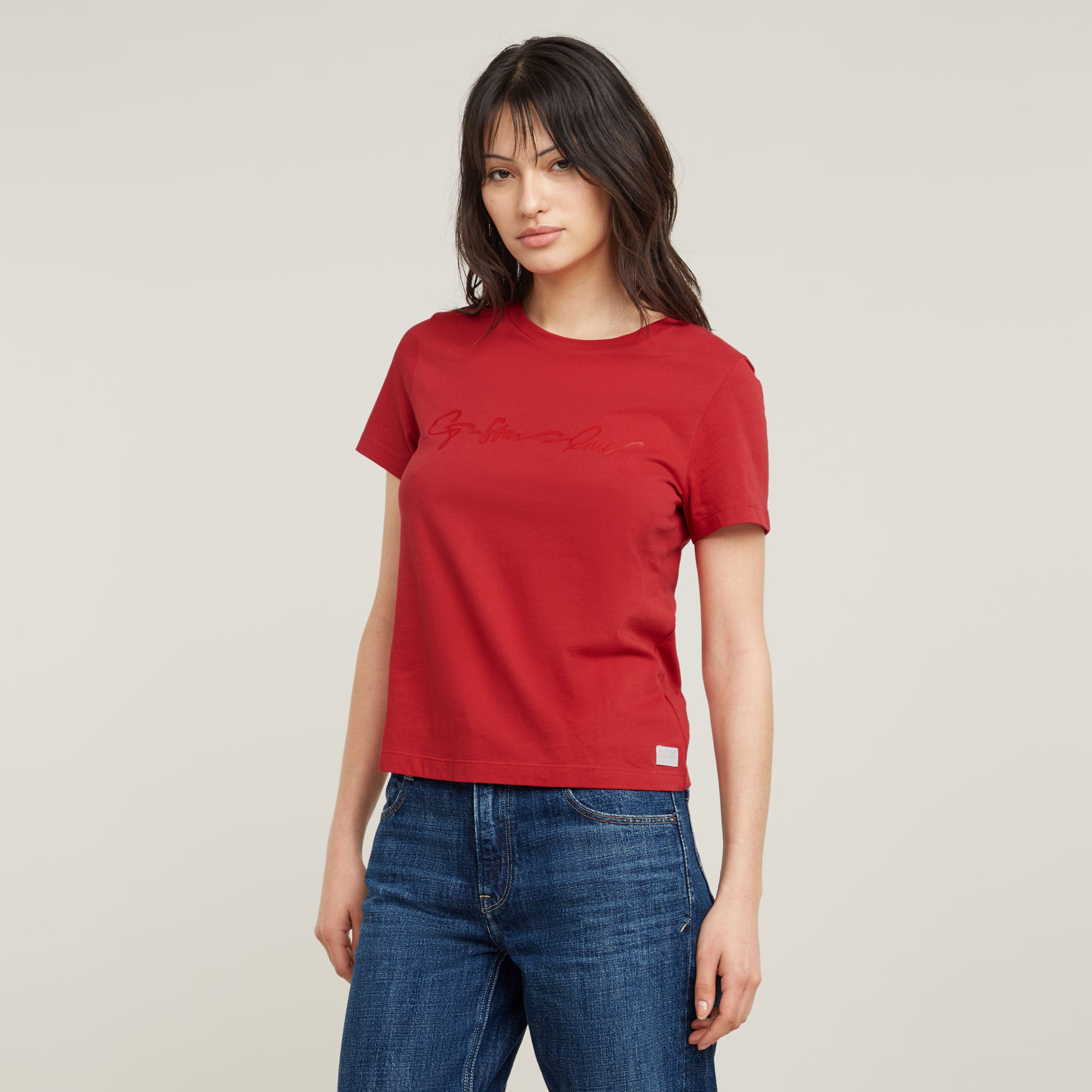 G Star Raw Womens G-Star RAW G-Script Shiny Top - Red Cotton - Size Small