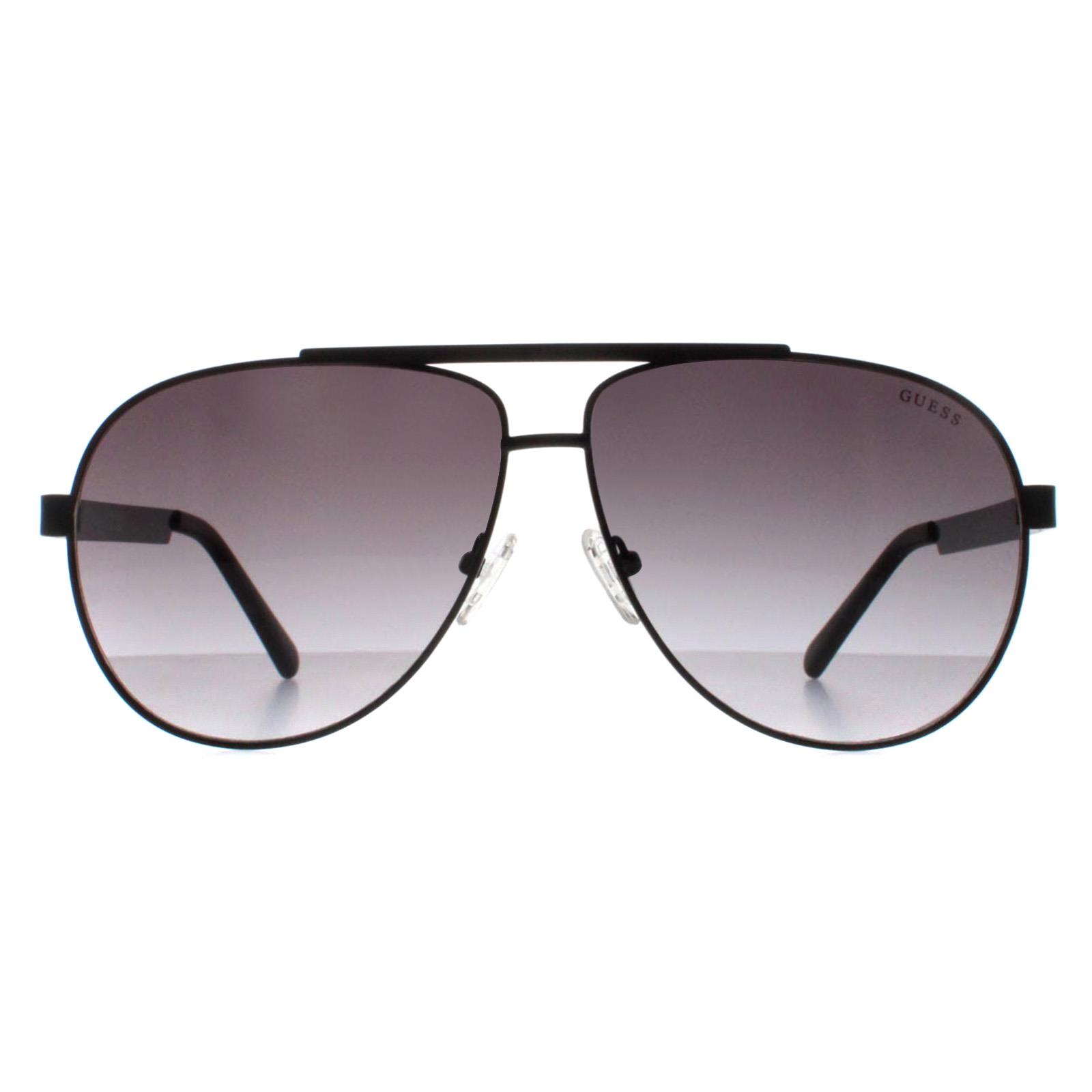 Guess Aviator Mens Matte Black Smoke Grey Gradient GF5096 Metal - One Size