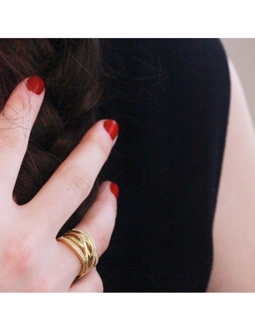 MYC Paris Criss Cross-ring guld och kristall dam – bild 2