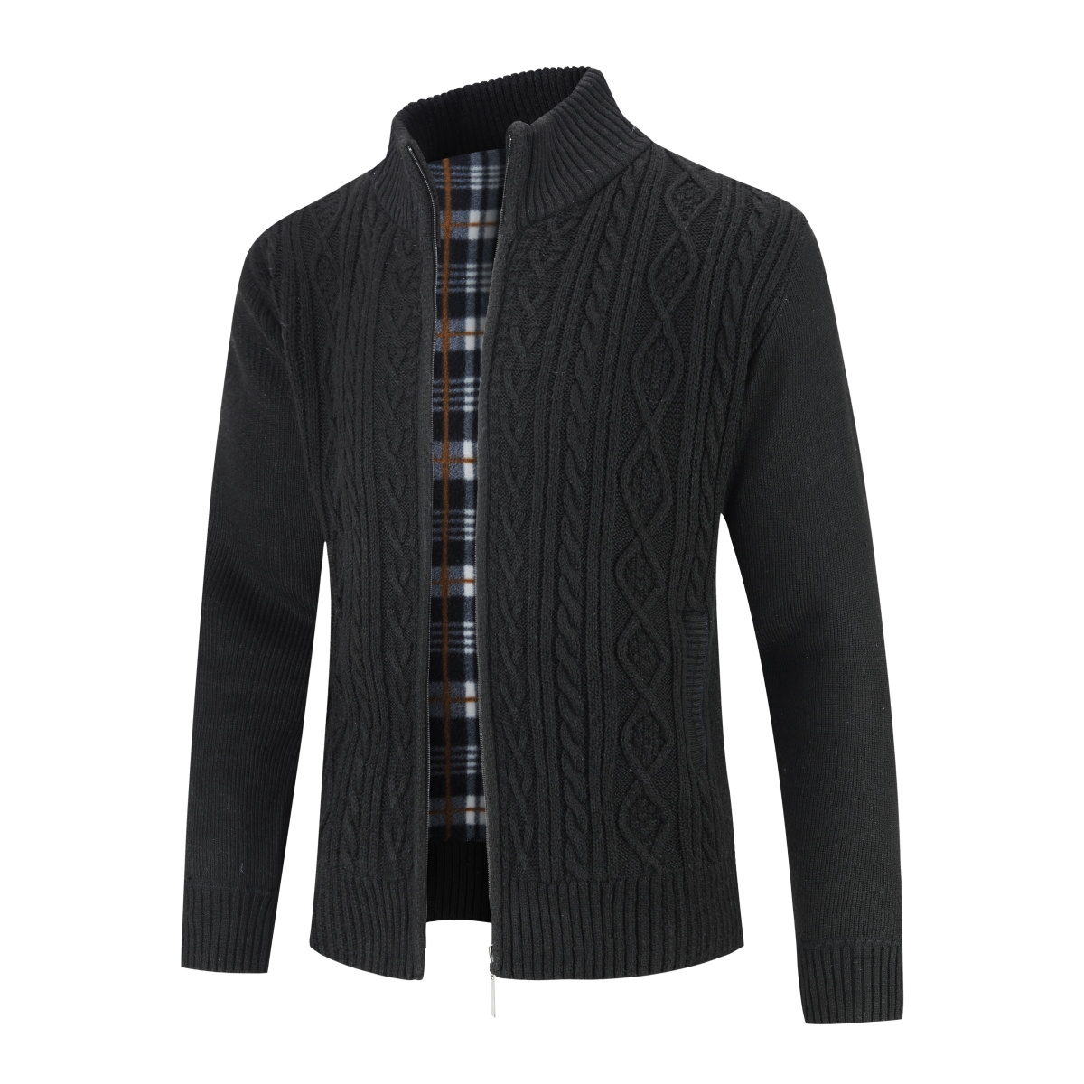 Allthemen Cardigan med dragkedja för herrar Chunky stickad cardigan med ståkrage för vinter – bild 2