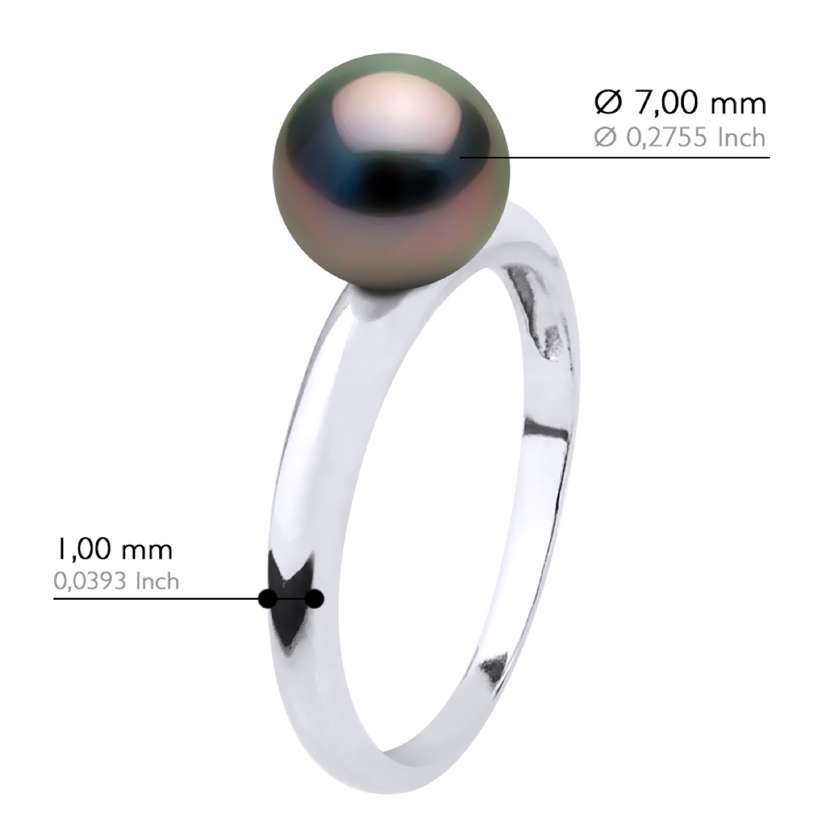Ateliers Saint Germain Ring äkta odlad Tahitipärla rund 7,5-8 mm vitguld dam – bild 2