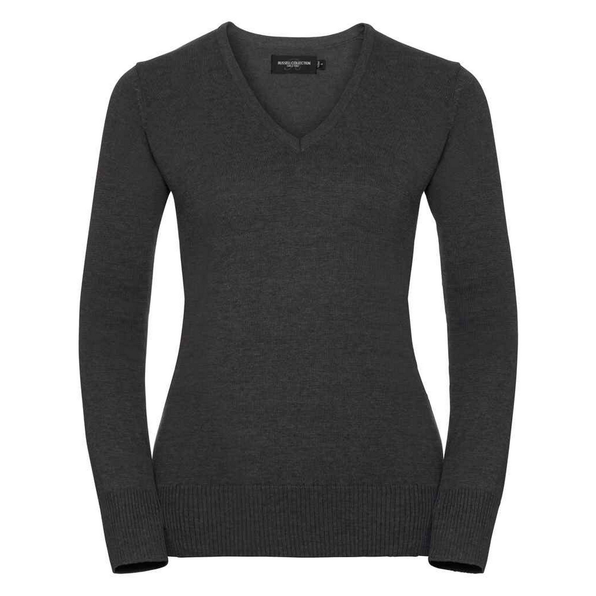 Russell Athletic Collection Womens/Ladies Cotton Acrylic V Neck Sweatshirt (Charcoal Marl) - Size 12 UK