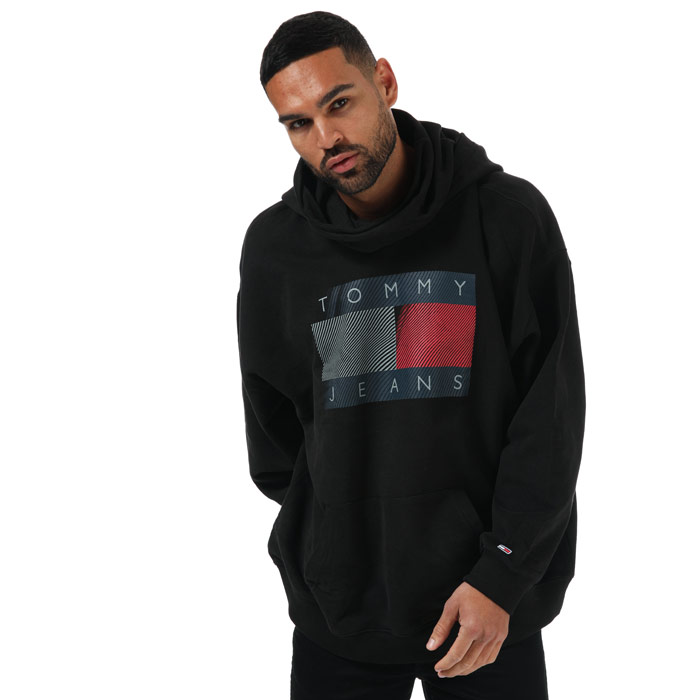 Thumbnail - Sweat capuche logo réfléchissant col cheminée Tommy Hilfiger Pour Homme en Noir