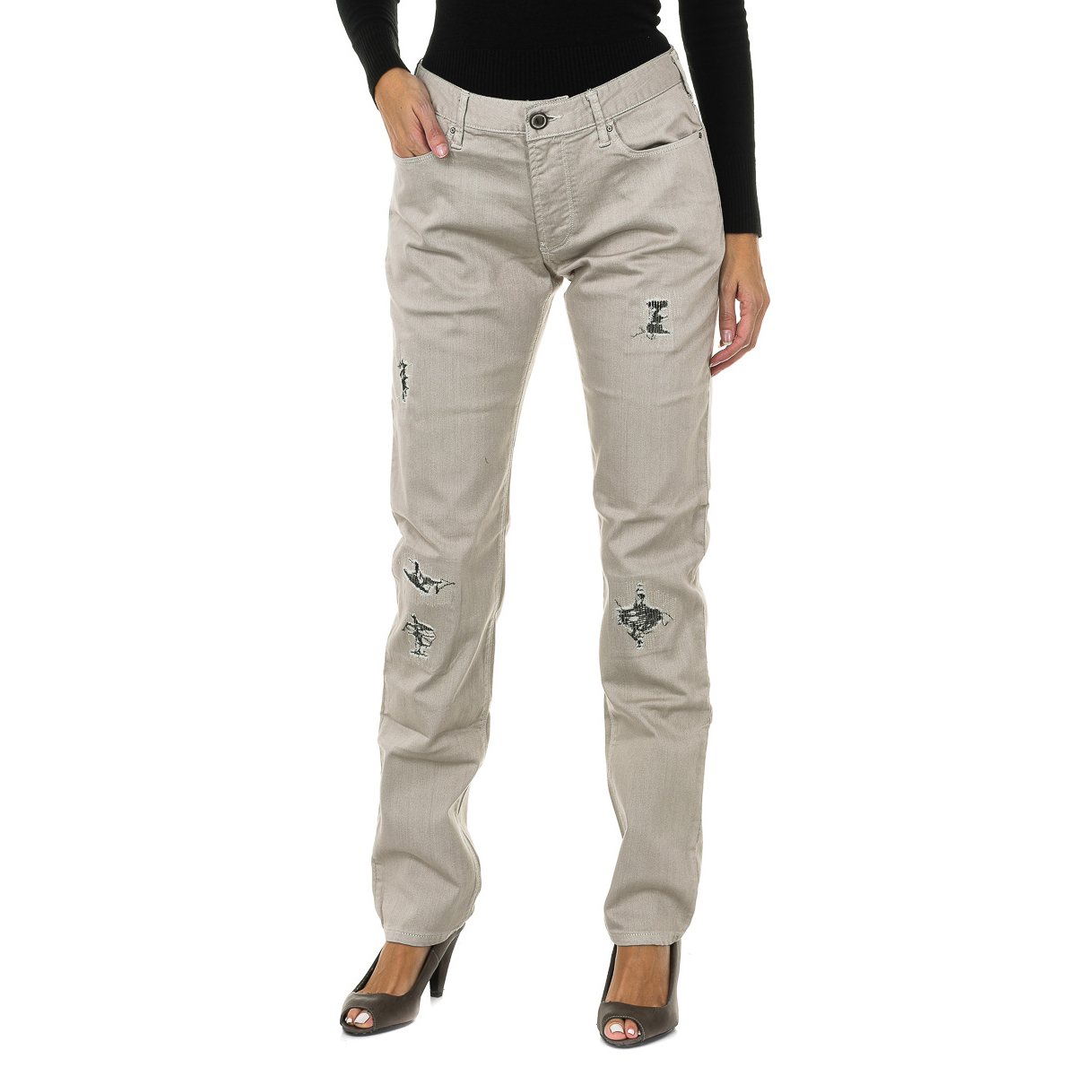 Kvinnors långjeans med rivna effekter 3Y6J06-6DADZ