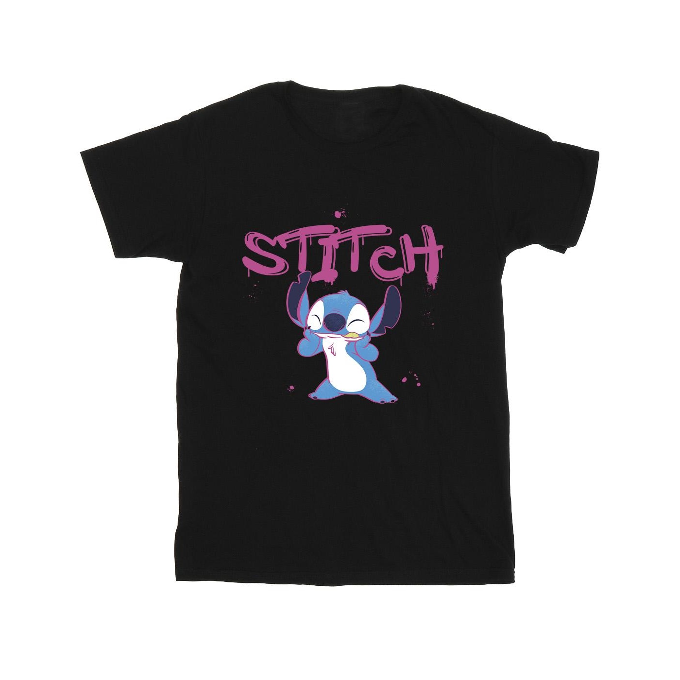 Thumbnail - Disney - "Lilo And Stitch Graffiti" T-Shirt für Mädchen (Schwarz)