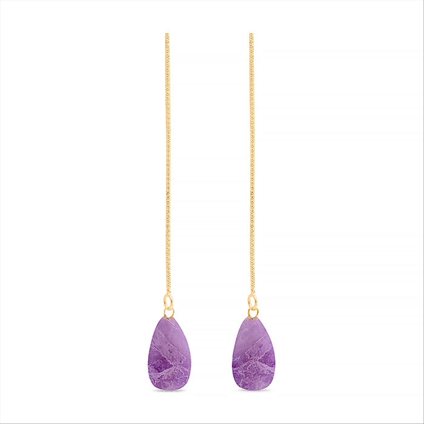 Thumbnail - Luxenter, zoqoyi Ohrringe aus 925 Sterlingsilber und natürlichem Amethyst 18K vergoldet