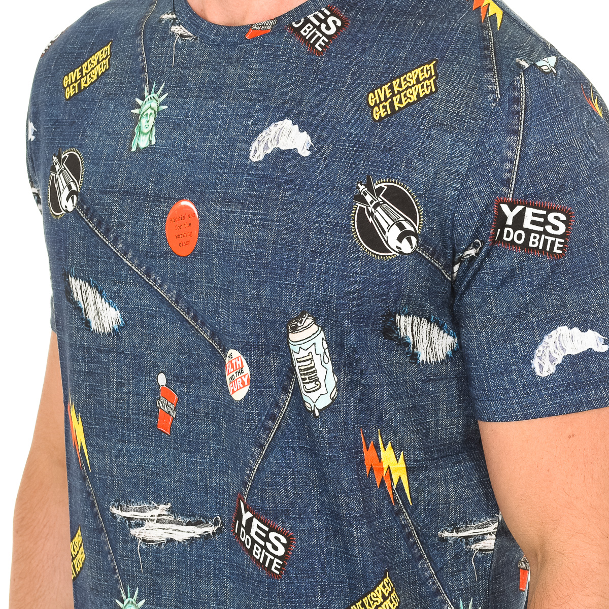John Frank T-shirts med korta ärmar JFTD01-RIPPED-MULTICOLOR t-shirts - bas herr – bild 5