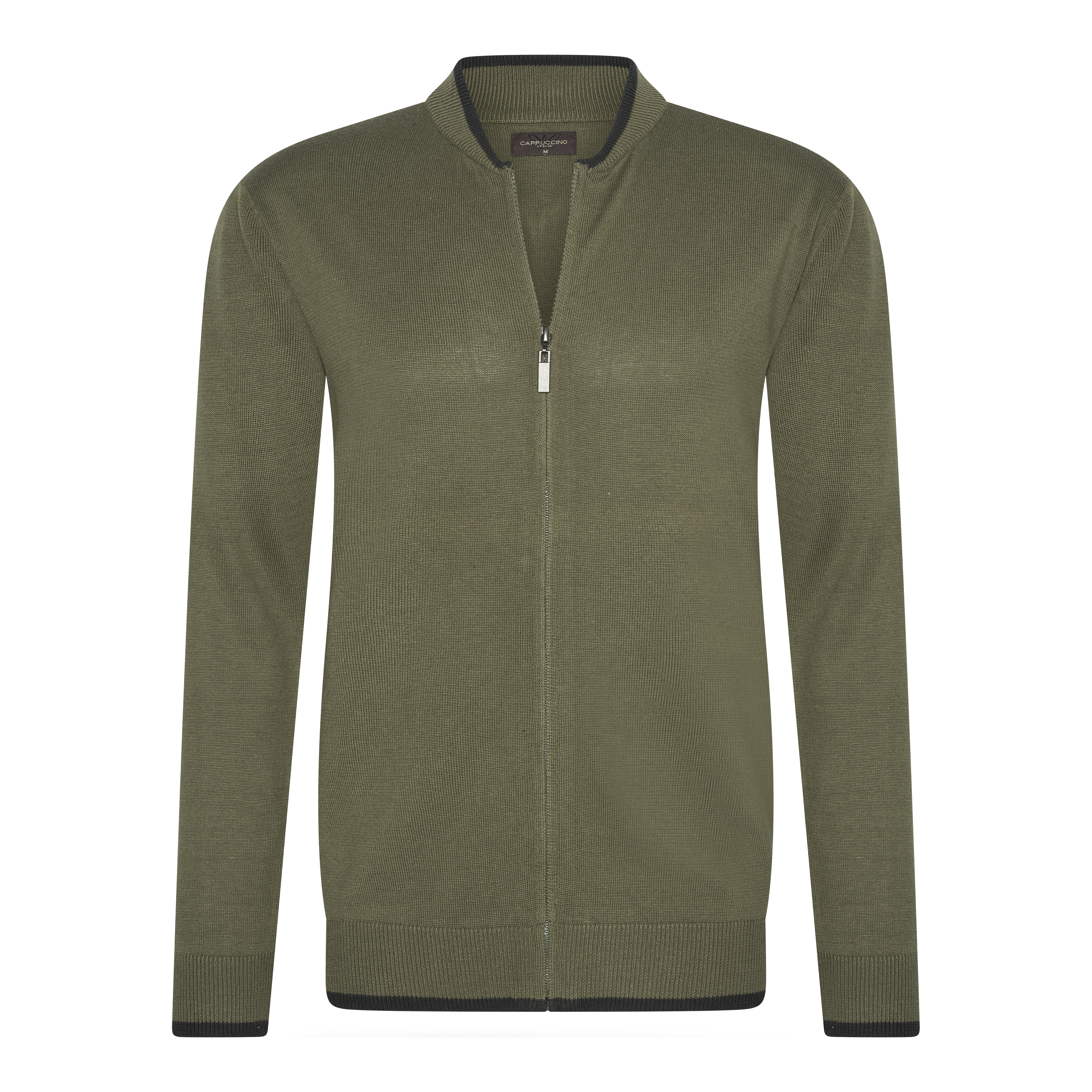 Thumbnail - Cappuccino Italia Full Zip Strickjacke für Herren. Die Full Zip Strickjacke besteht zu 100 % aus Baumwolle und Acryl und...