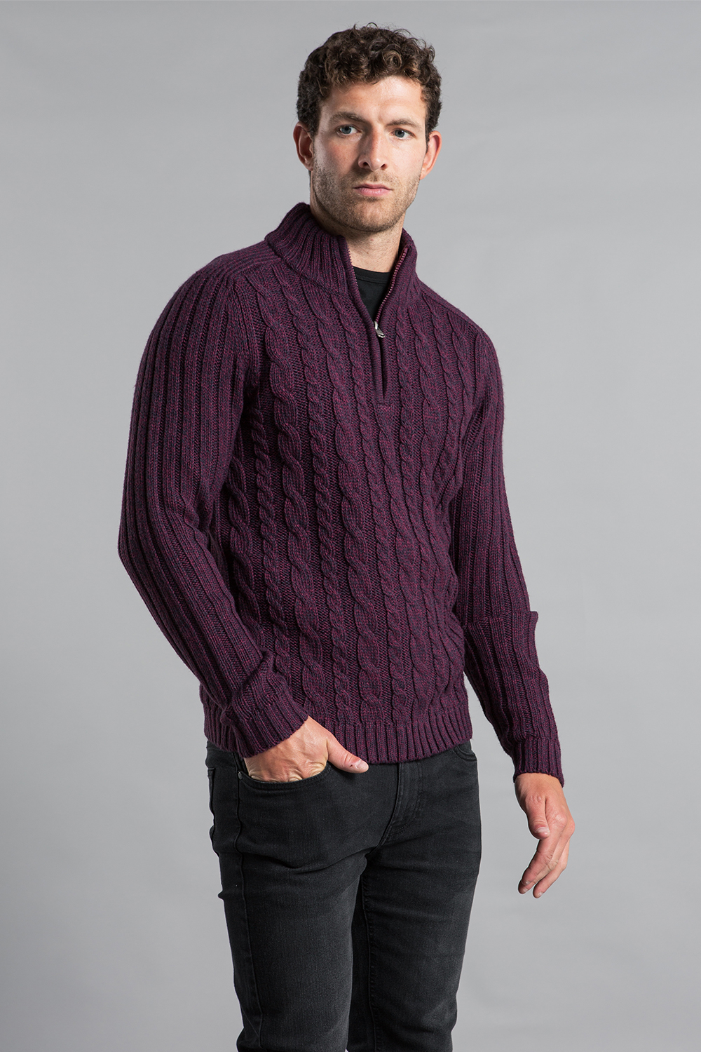 Kensington Eastside Mens Navy 1/4 Zip Cable And Rib Jumper - Size X-Large