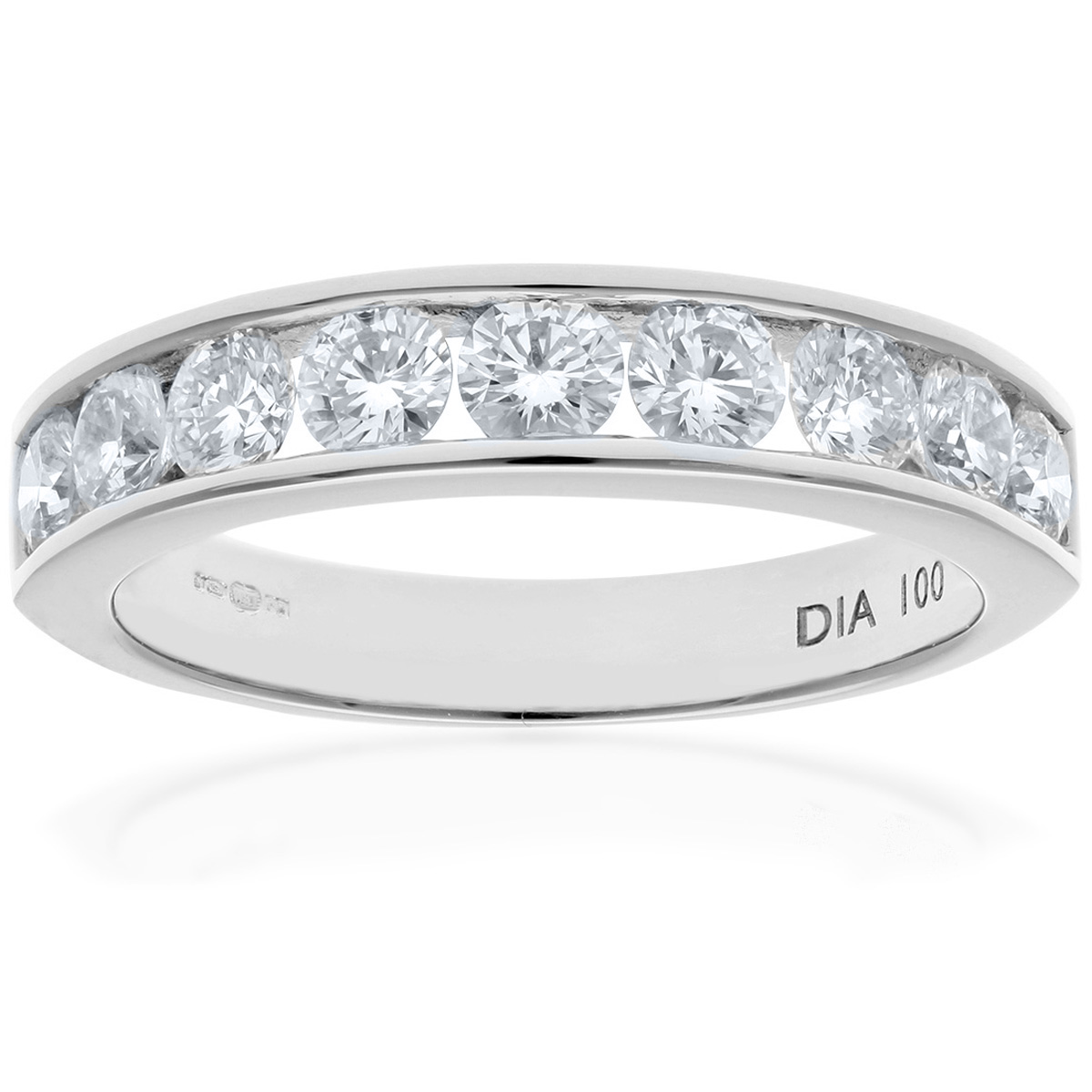Diamant L’Eternel Womens 18ct White Gold 1ct Certified IJ/I Diamond Channel Set Half Eternity Ring – Size N