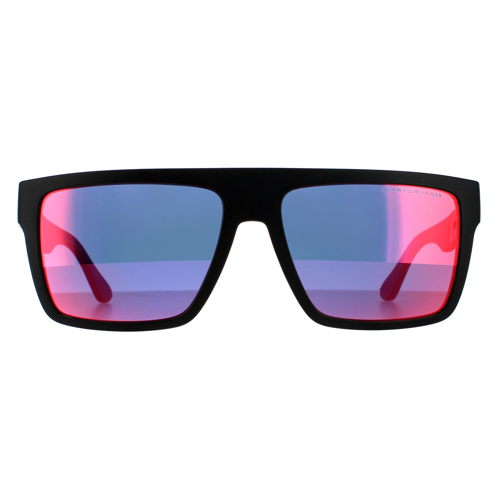 Thumbnail - Tommy Hilfiger Rectangle Mens Matte Black Grey Infrared Sonnenbrillen