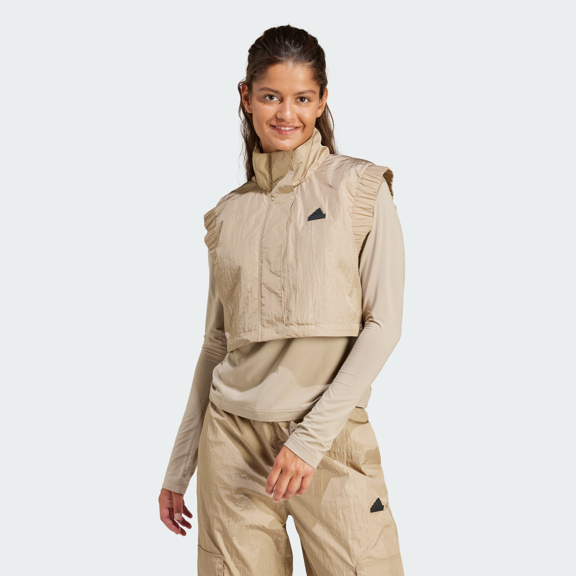 adidas Sportswear Womens City Escape Crop Vest - Green Recycled Material - Size X-Large