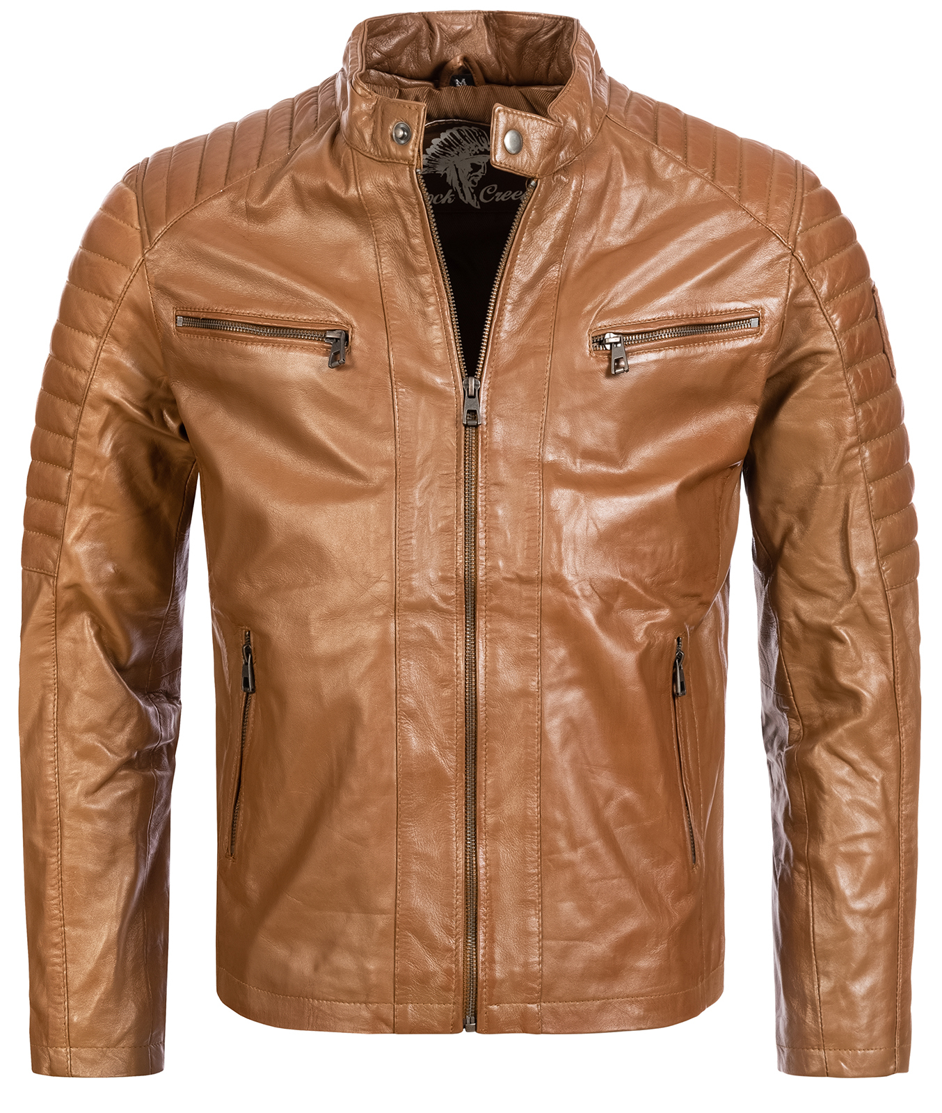 Thumbnail - Rock Creek Lederjacke Hellbraun
