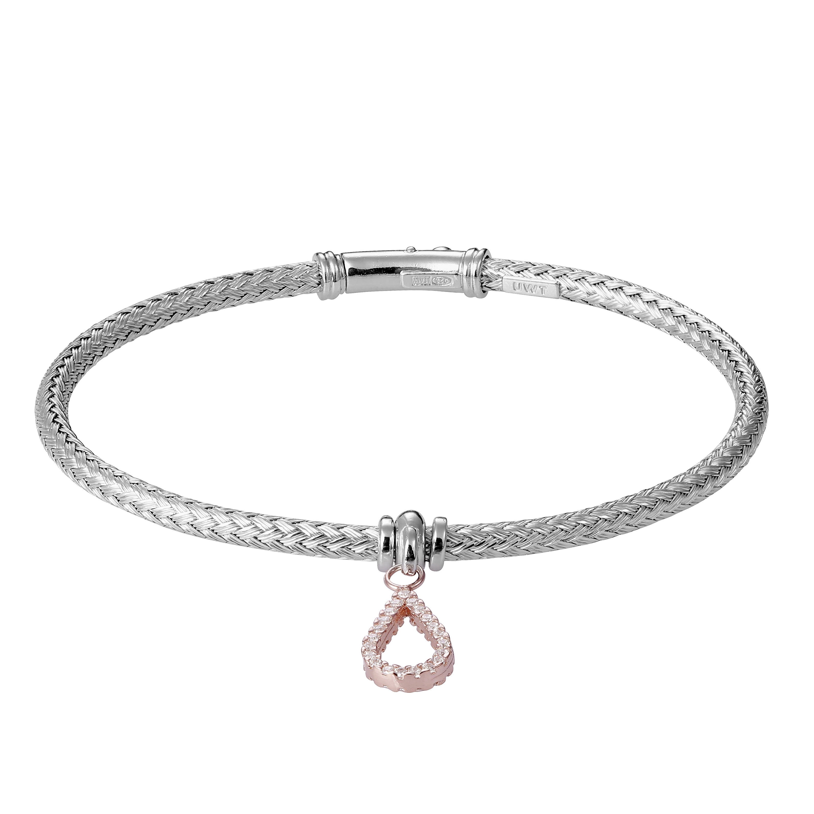 Orphelia Womens 925 Sterling Silver Bracelet - Silver/Rose Za-7398 - Silver & Rose Gold - One Size