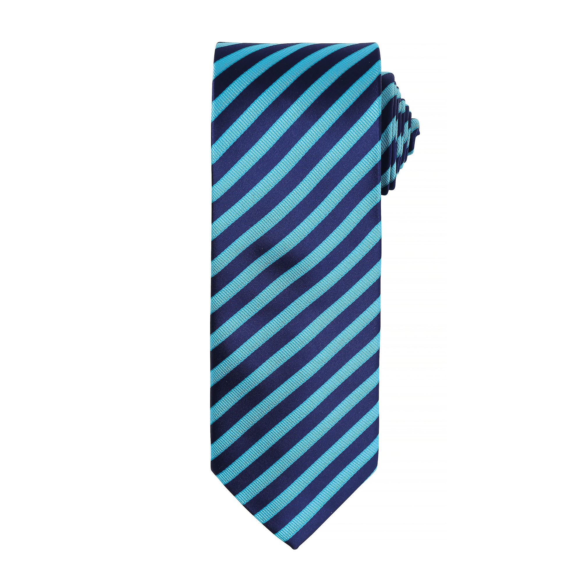 Thumbnail - Premier Mens Double Stripe Pattern Formal Business Tie (Türkis/Marine)
