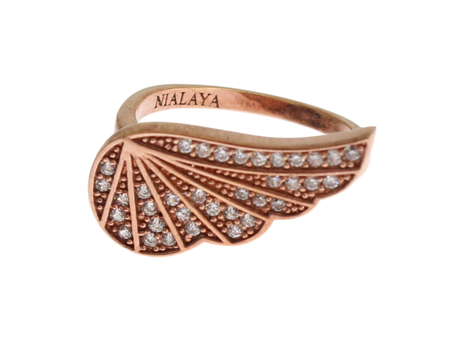 Nialaya Pink-Gold 925 Silber Damen Ring mit klaren Zirkonia