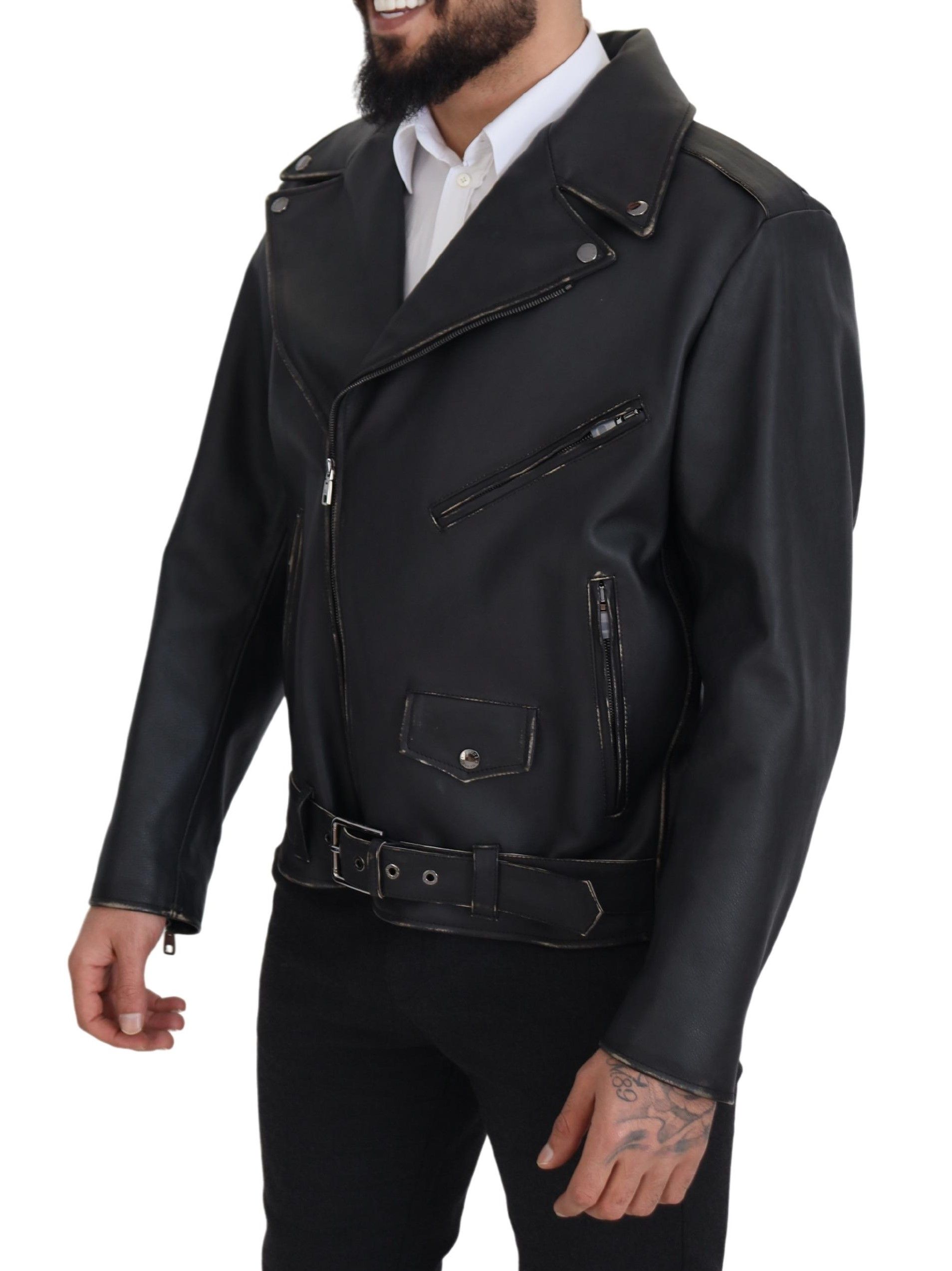 Dolce&Gabbana Läder Bikerjacka med Dragkedja för Herr – bild 2