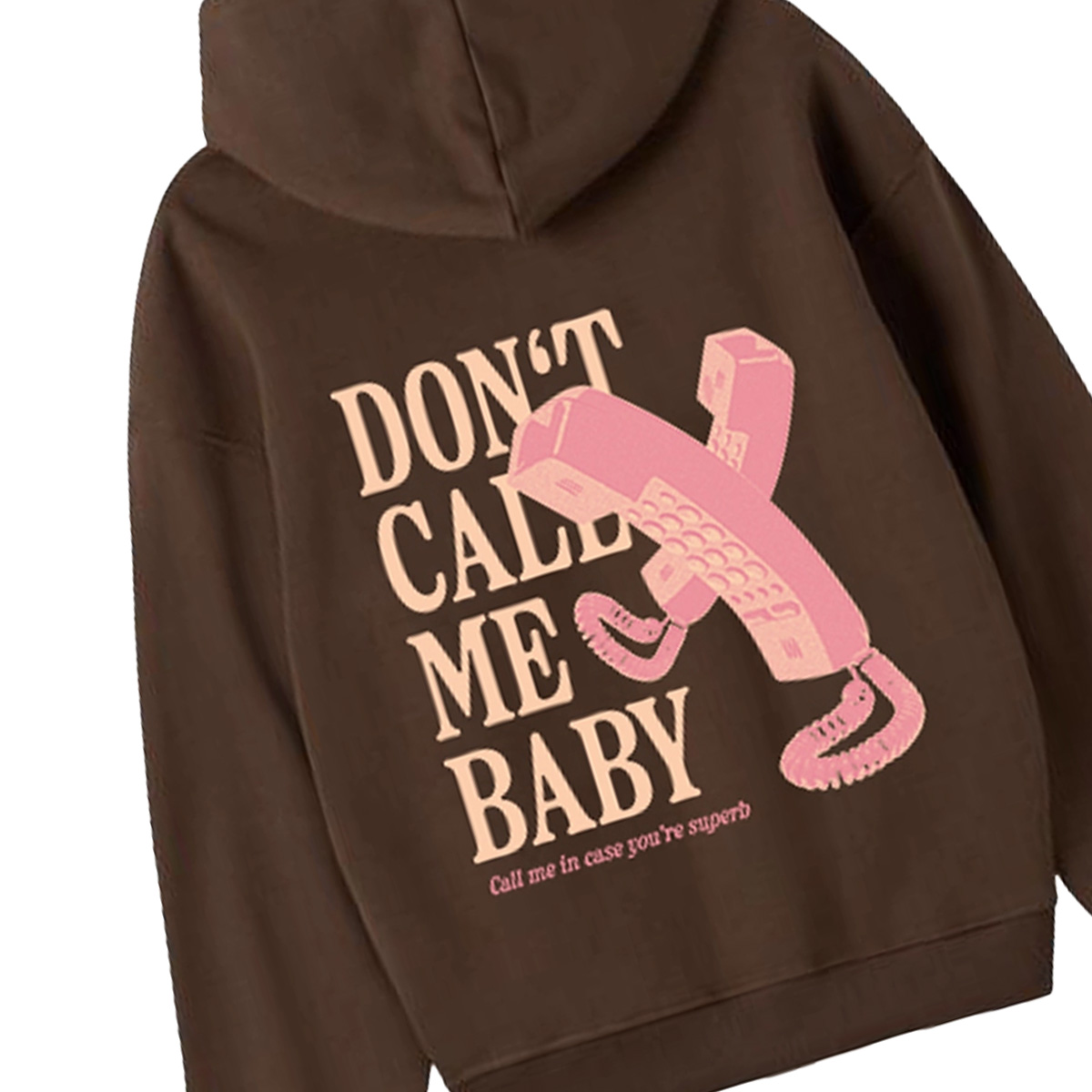 Don't call me baby Hoodie Brushed Oversize Brown SUPERB kvinna 2